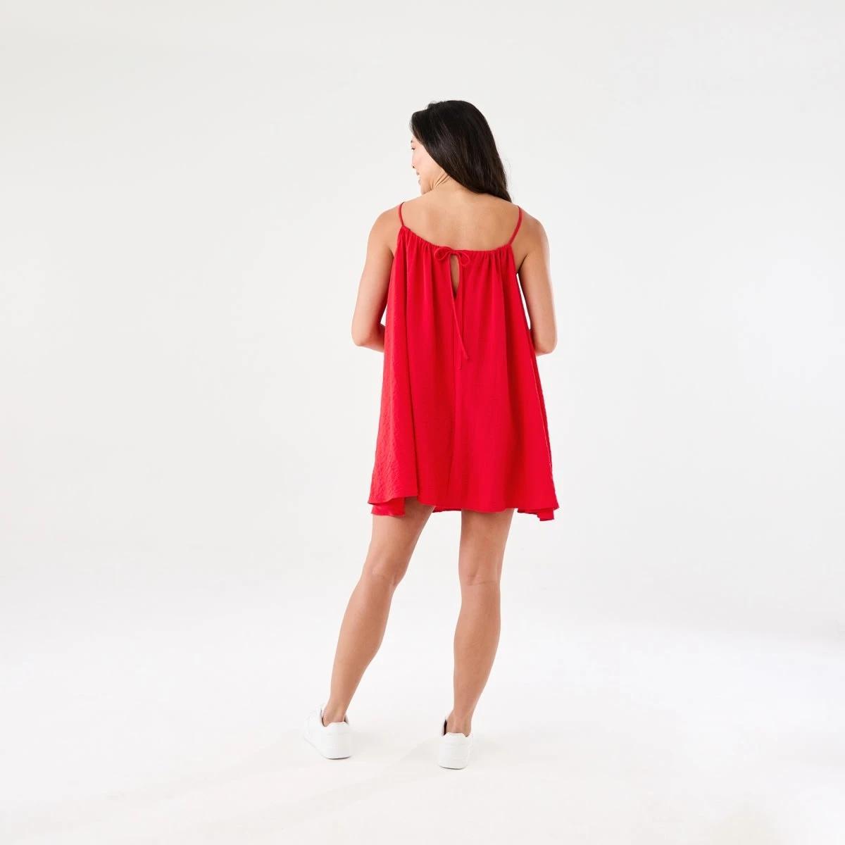 3 Sleeveless Textured Mini Dress Strawberry, 3 of 6