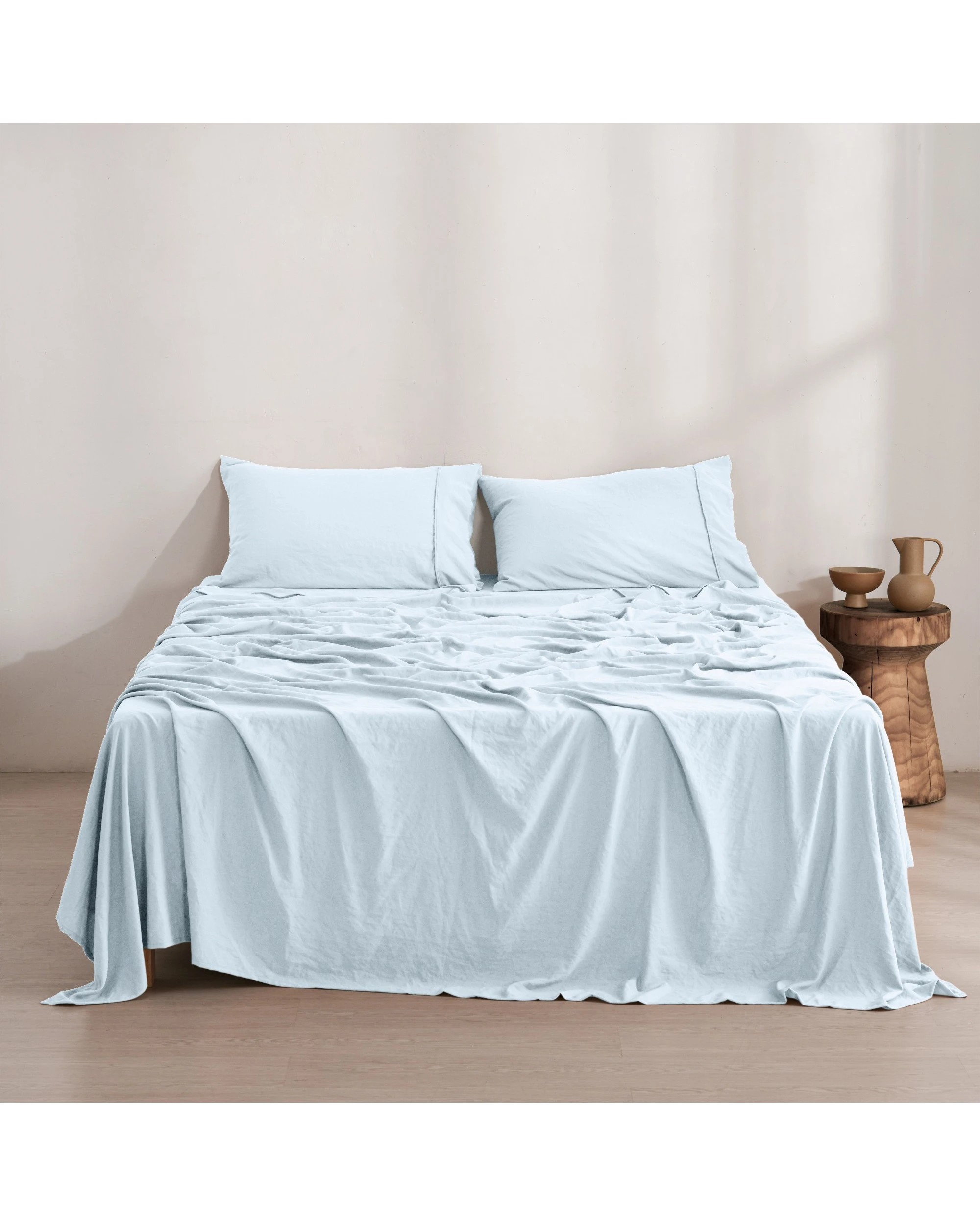 1 Dreamaker Superfine Washed Microfibre Sheet Set - Super King Bed - Ice Blue, 1 of 7