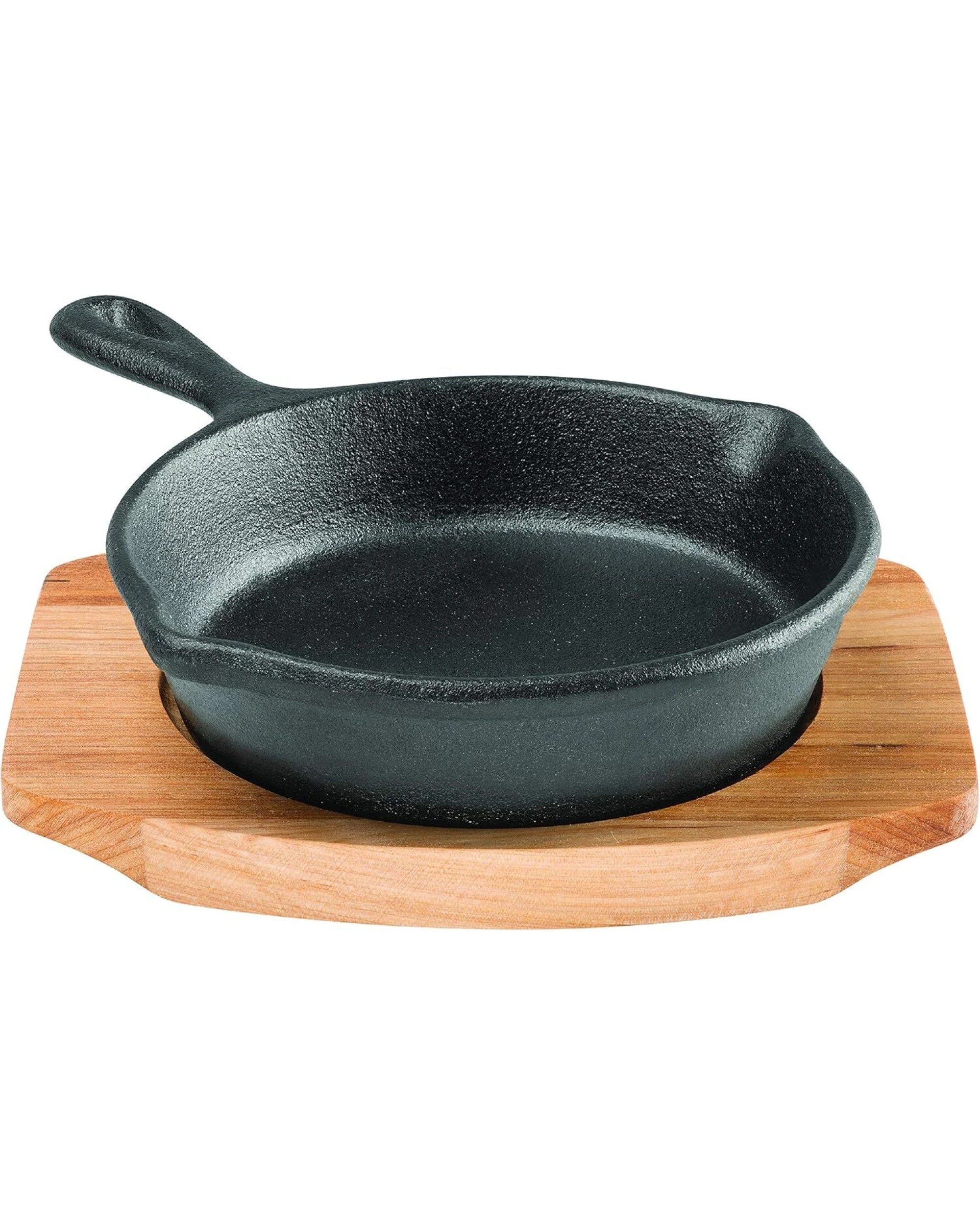 Pyrolux Pyrocast Skillet Cast Iron Fry Pan 10cm with Maple Tray Black ...