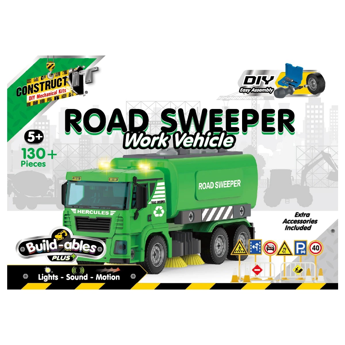 2 Construct-It Build-ables Plus - Road Sweeper, Work Vehicle, 2 of 8