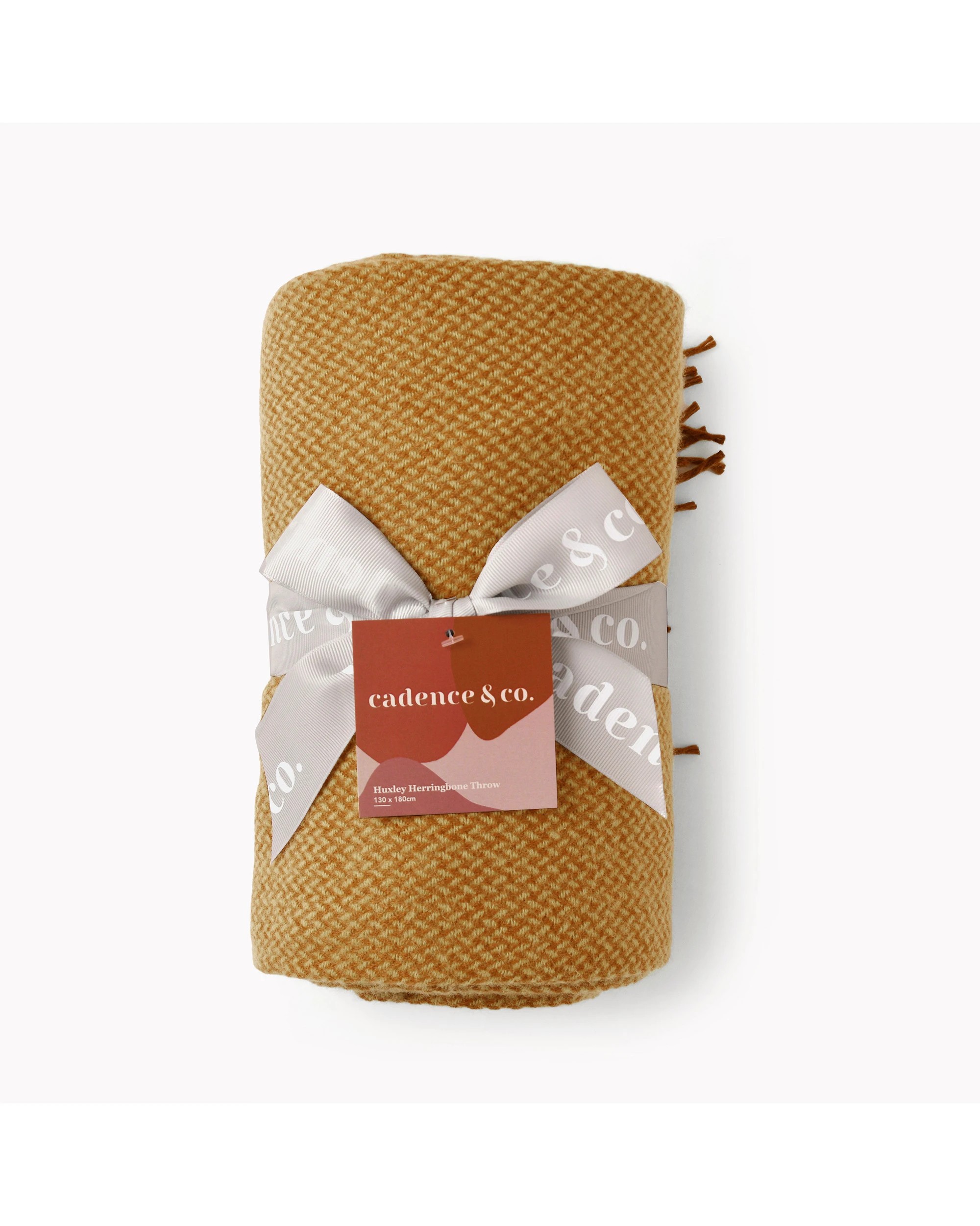 4 Cadence & Co. Huxley Herringbone Throw 130x180cm - Butterscotch, 4 of 4