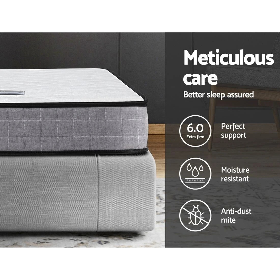 4 Giselle Bedding 13cm Mattress Tight Top Queen - Queen Bed - White, 4 of 7