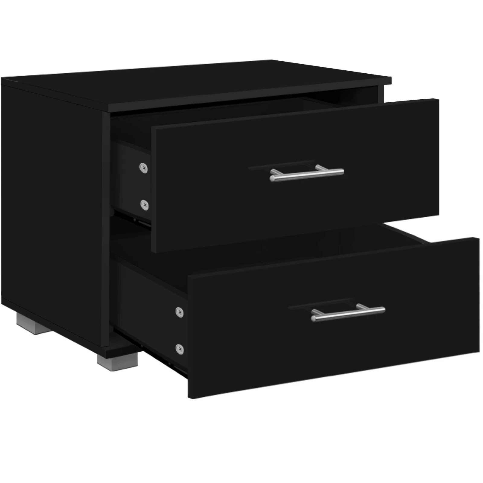 2 Alfordson 2x Bedside Table Nightstand 4 Side High Gloss Black Side End Table - Black, 2 of 7