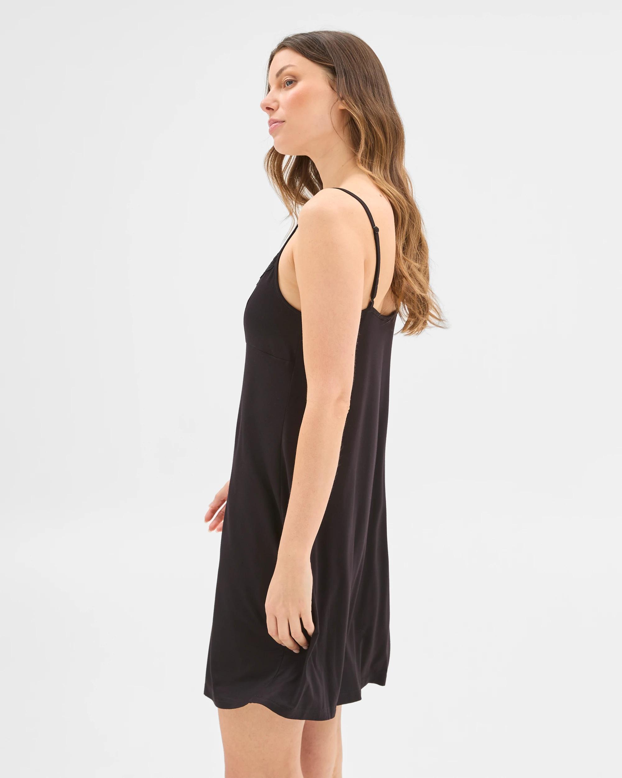 2 Target Womens Soft Comfort Bamboo Sleep Lace Cami Nightie BLACK, 2 of 6