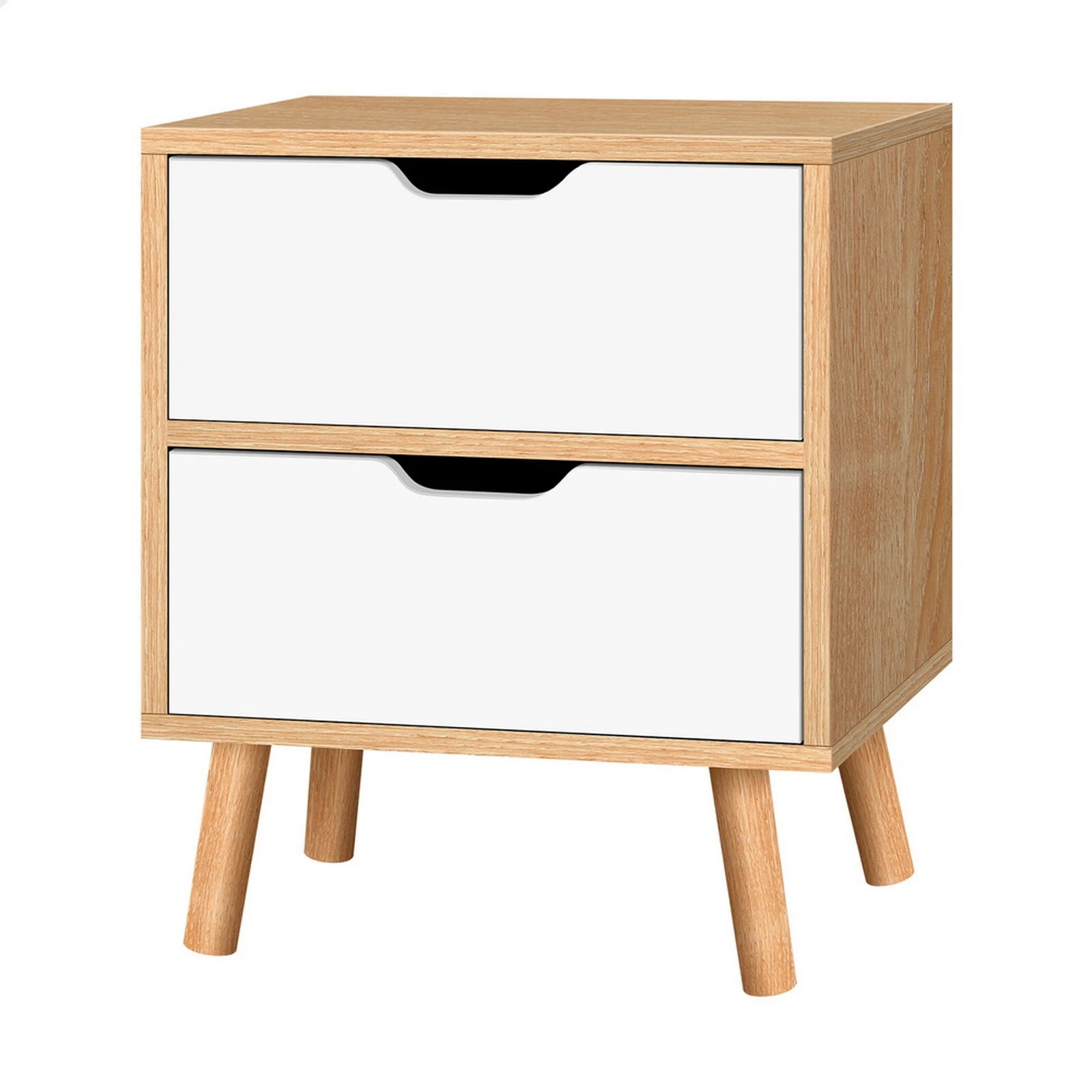 1 Alfordson Bedside Table Nightstand Side End Table 2 Storage Drawers - Oak, 1 of 10