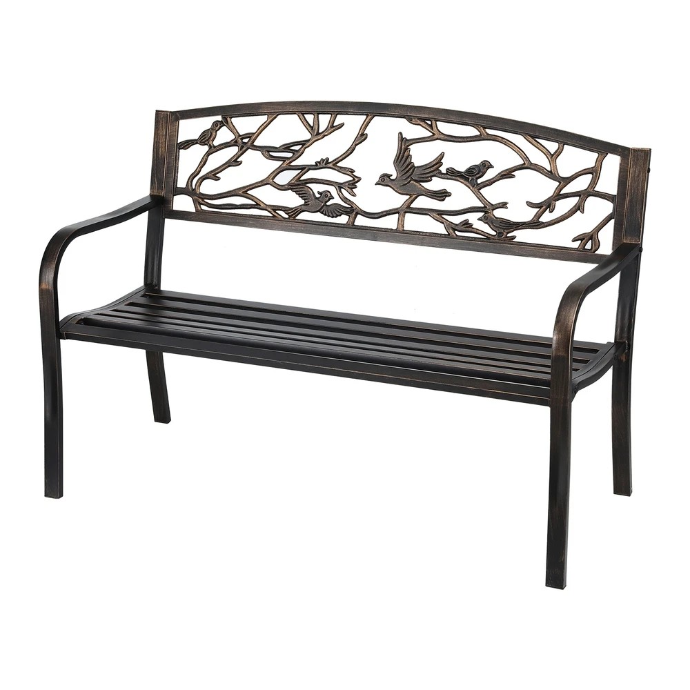 1 Gardeon Outdoor Bench Seat Garden Steel Outdoor Furniture 3 Seater Park - Bronze, 1 of 6