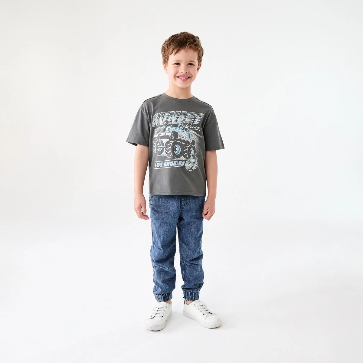 5 Chest Print T-shirt SUNSET RACER WASHED GREY, 5 of 6