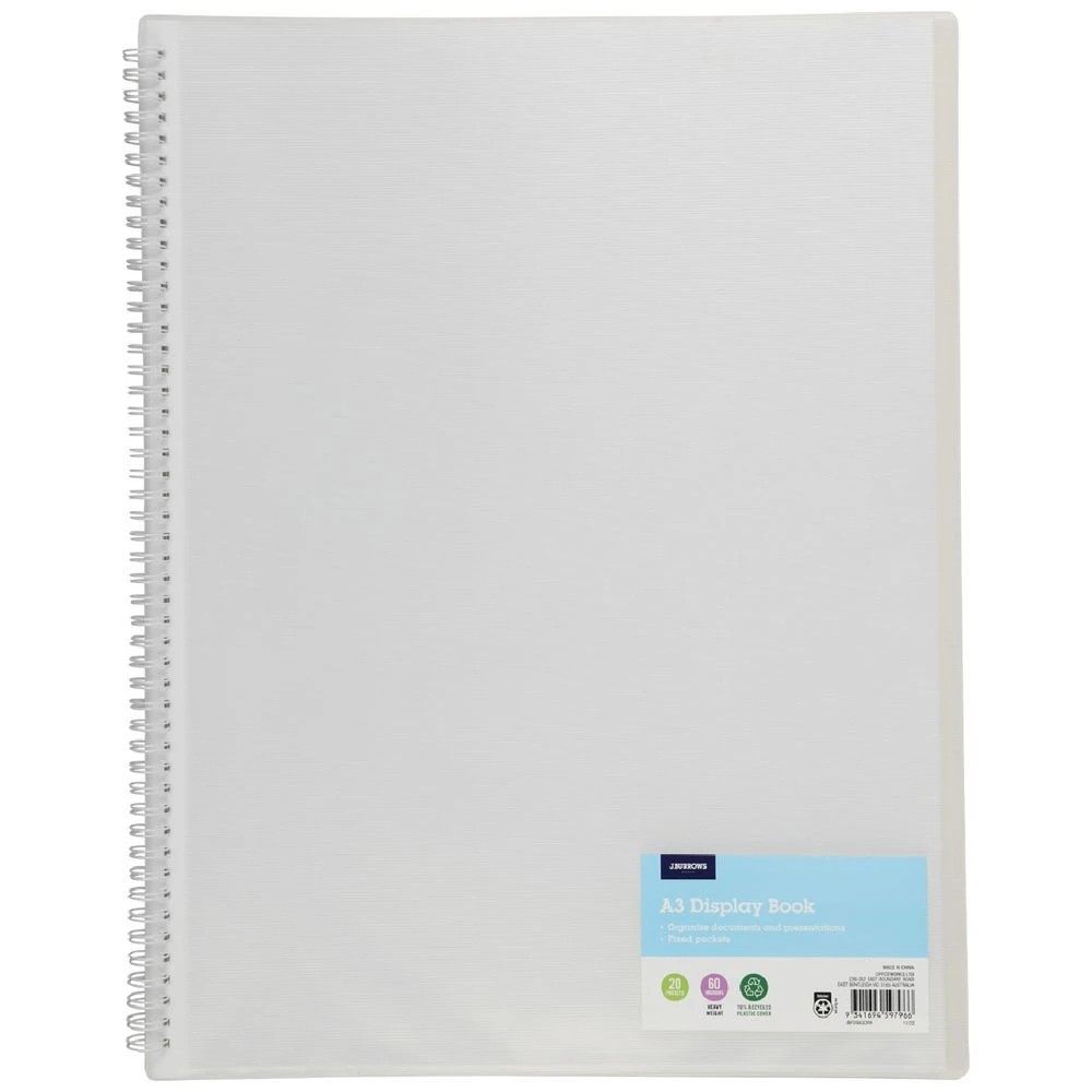 1 J.Burrows A3 Display Book 20 Pockets Clear, 1 of 2