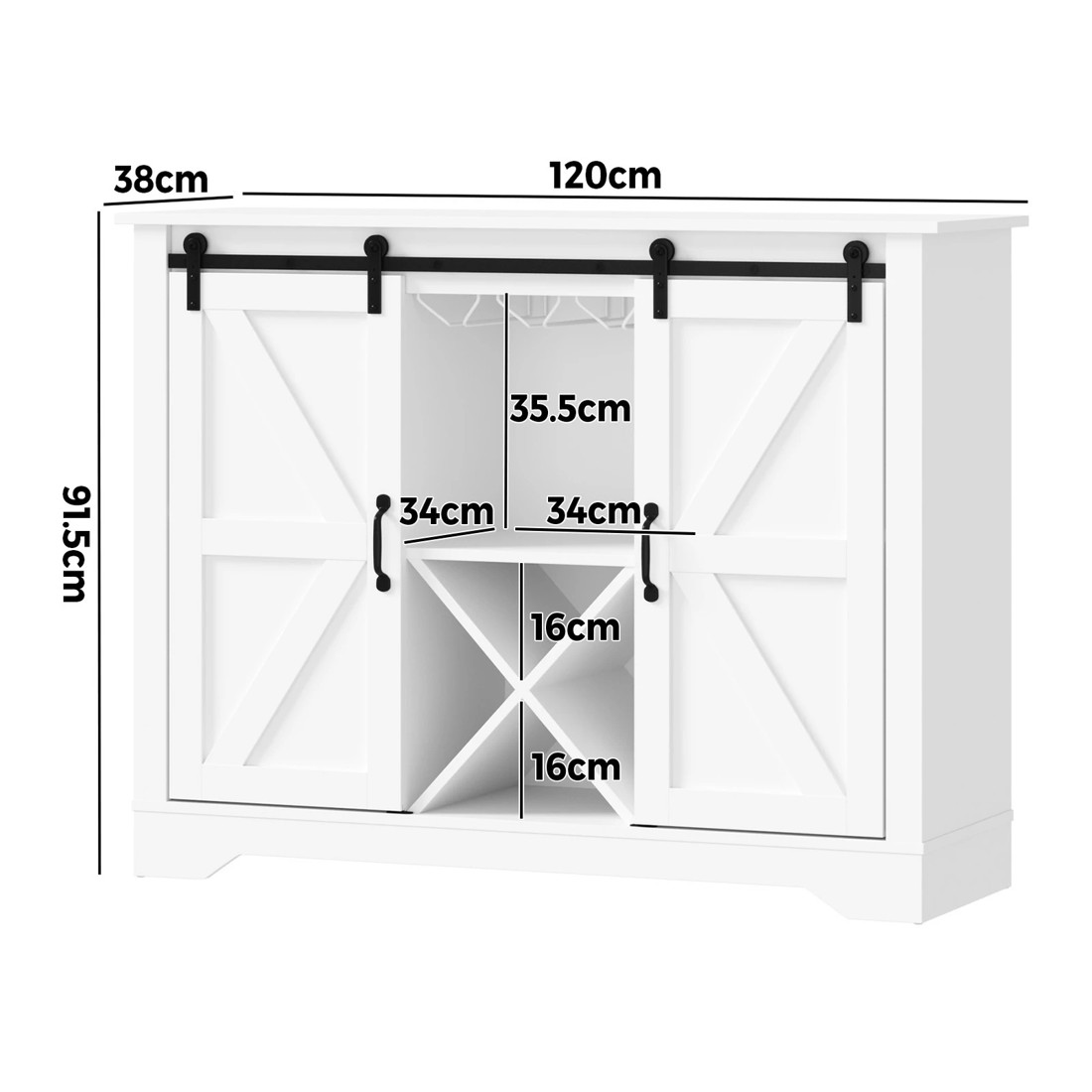 9 Oikiture Sideboard Buffet Wine Rack 5 Shelves
 - White, 9 of 10