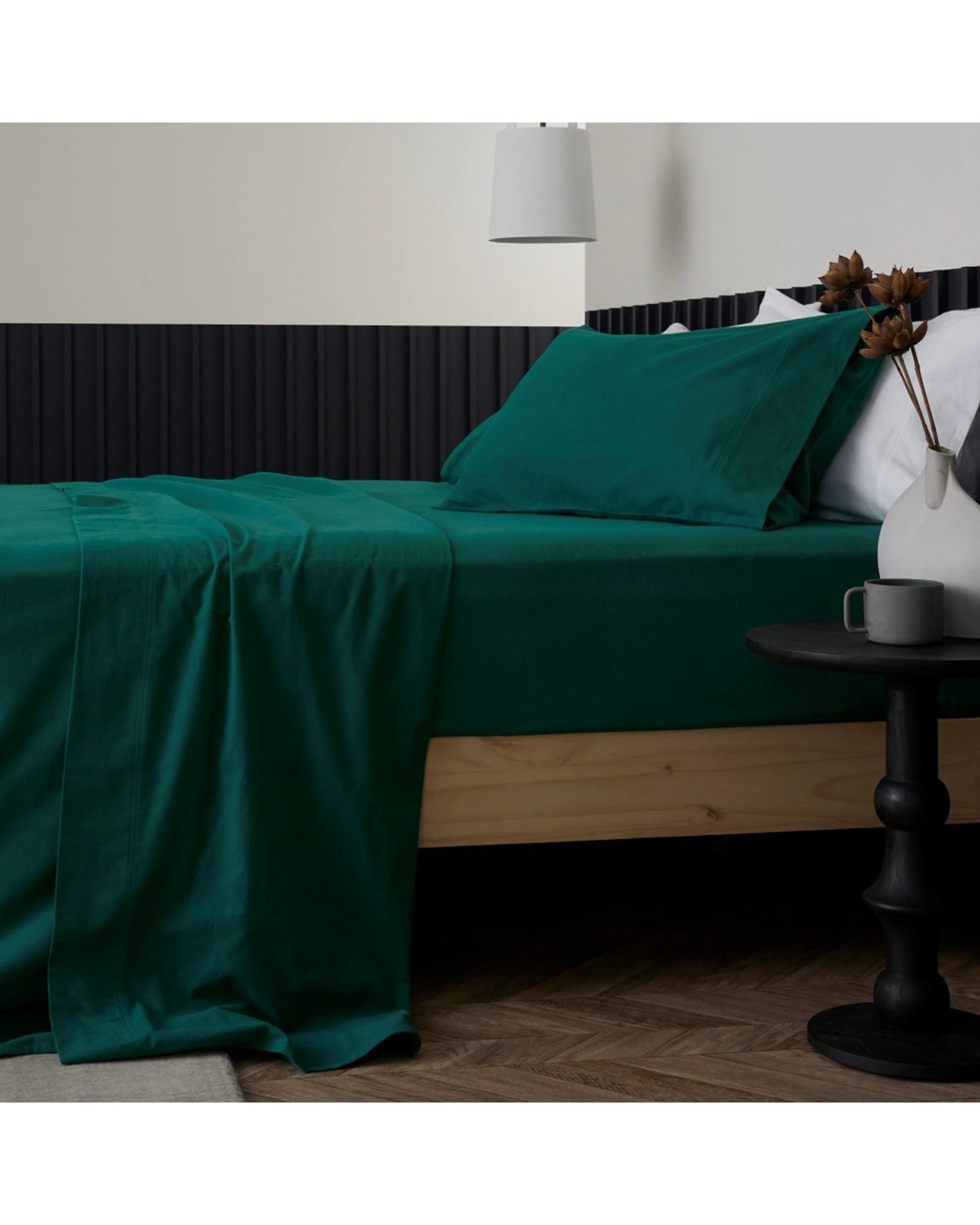 1 Bedding co Flannelette Sheet Set 100% Organic Cotton Emerald - Super King Bed - Green, 1 of 4