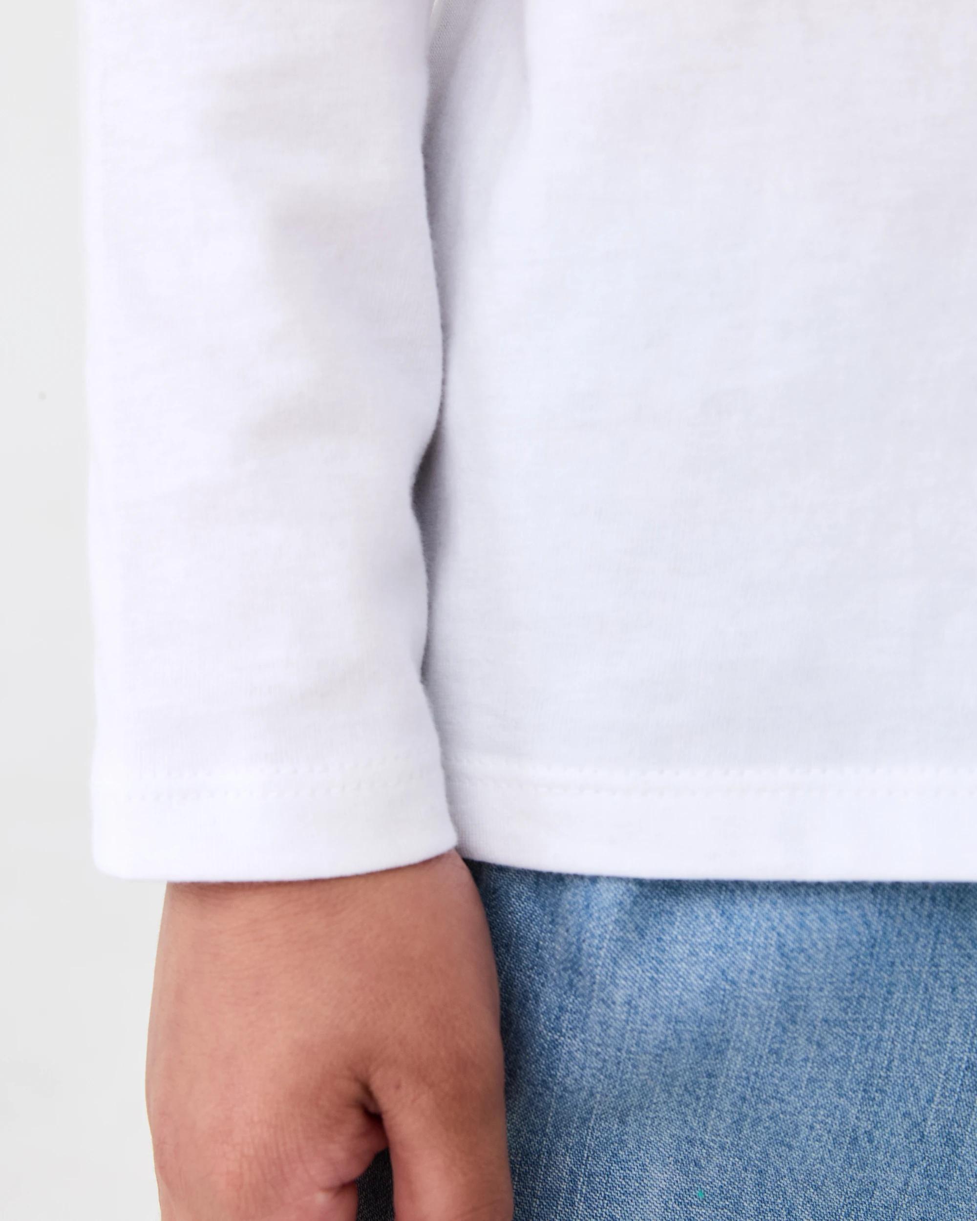 5 Long Sleeve Plain T-shirt White, 5 of 6