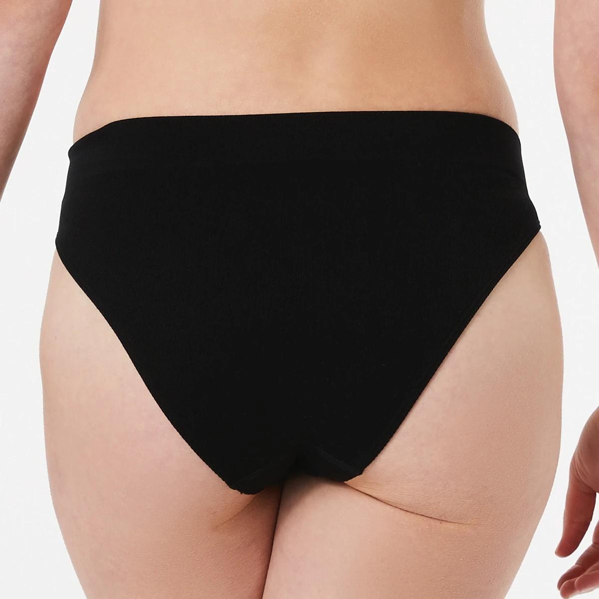 6 3 Pack Ribbed Seamfree Hi-Waist Bikini Briefs BLACK, GREY MARLE, BLACK, 6 of 7