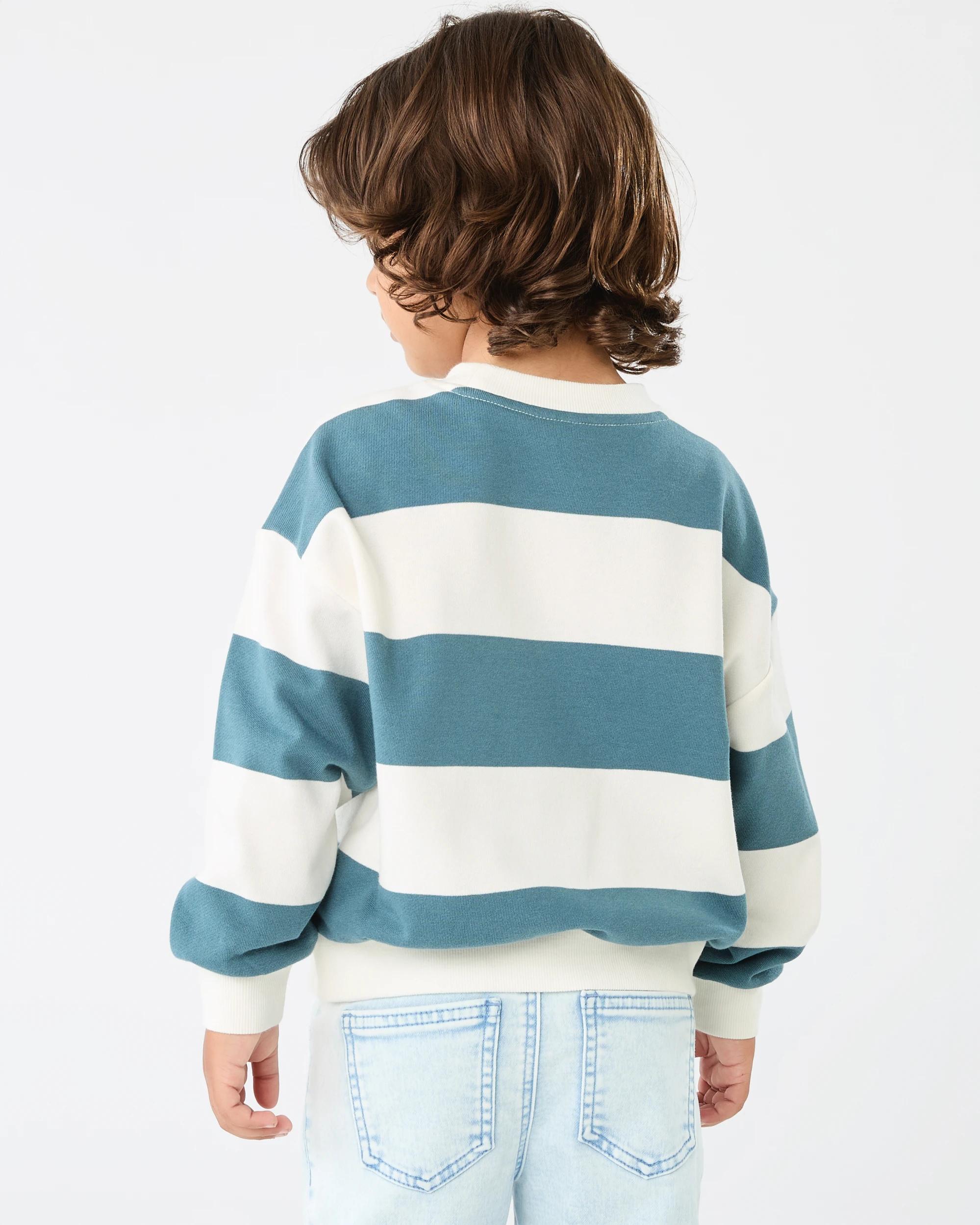 2 Oversized Stripe Crew Neck Sweatshirt Grn Stripe, 2 of 6