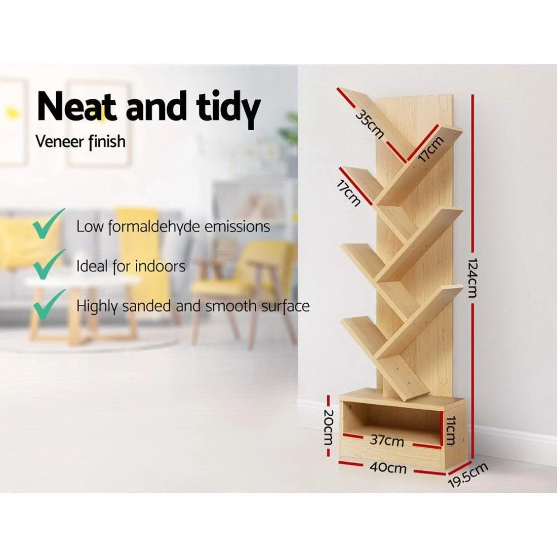 8 Artiss Tree Bookshelf 7 Tiers - Natural, 8 of 8