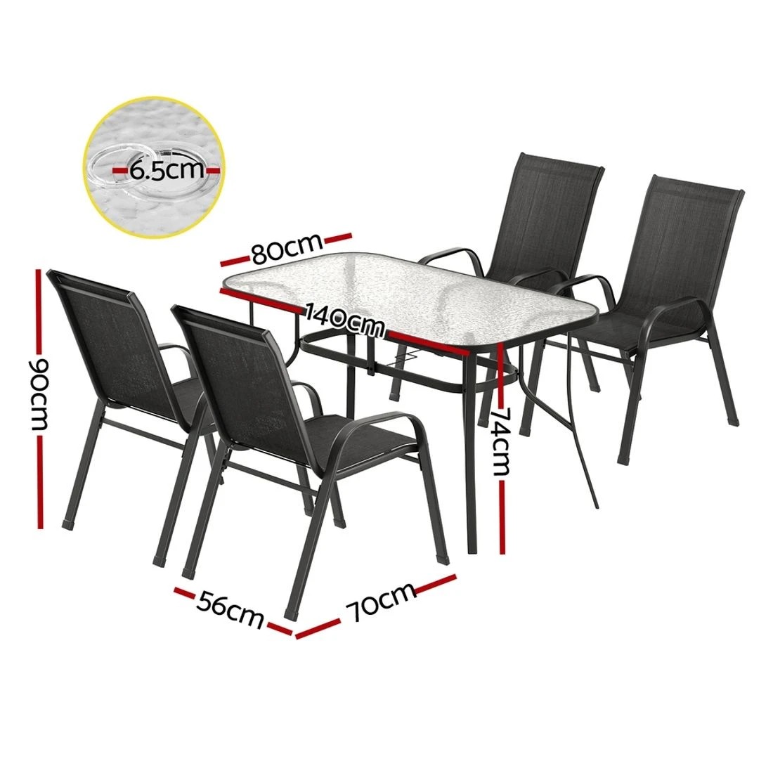 2 Gardeon 5PC Outdoor Dining Set Table and Chairs - Black, 2 of 8