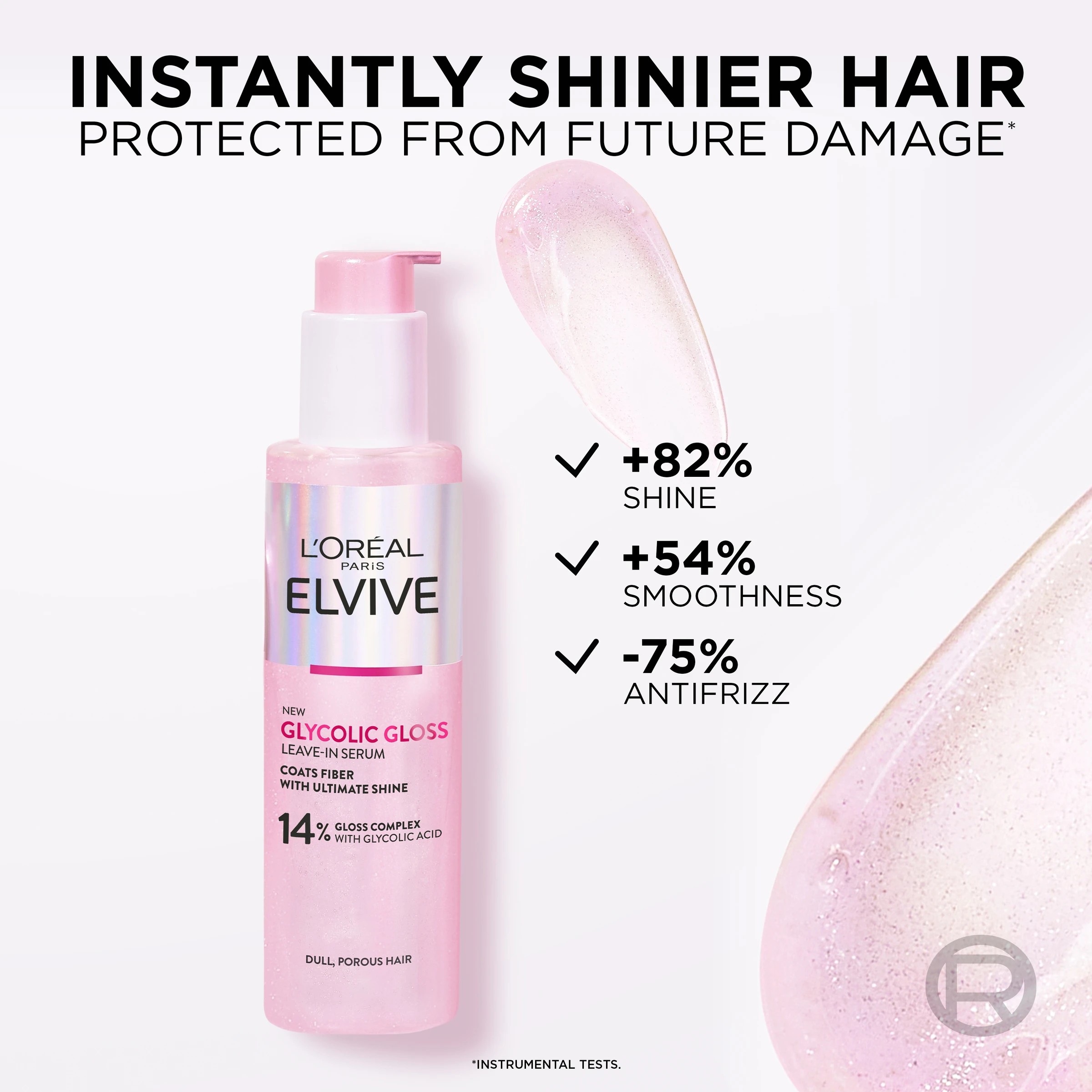 6 L'Oreal Paris Elvive Glycolic Gloss Leave-in Serum - 14% Gloss Complex with Glycolic Acid, 6 of 8