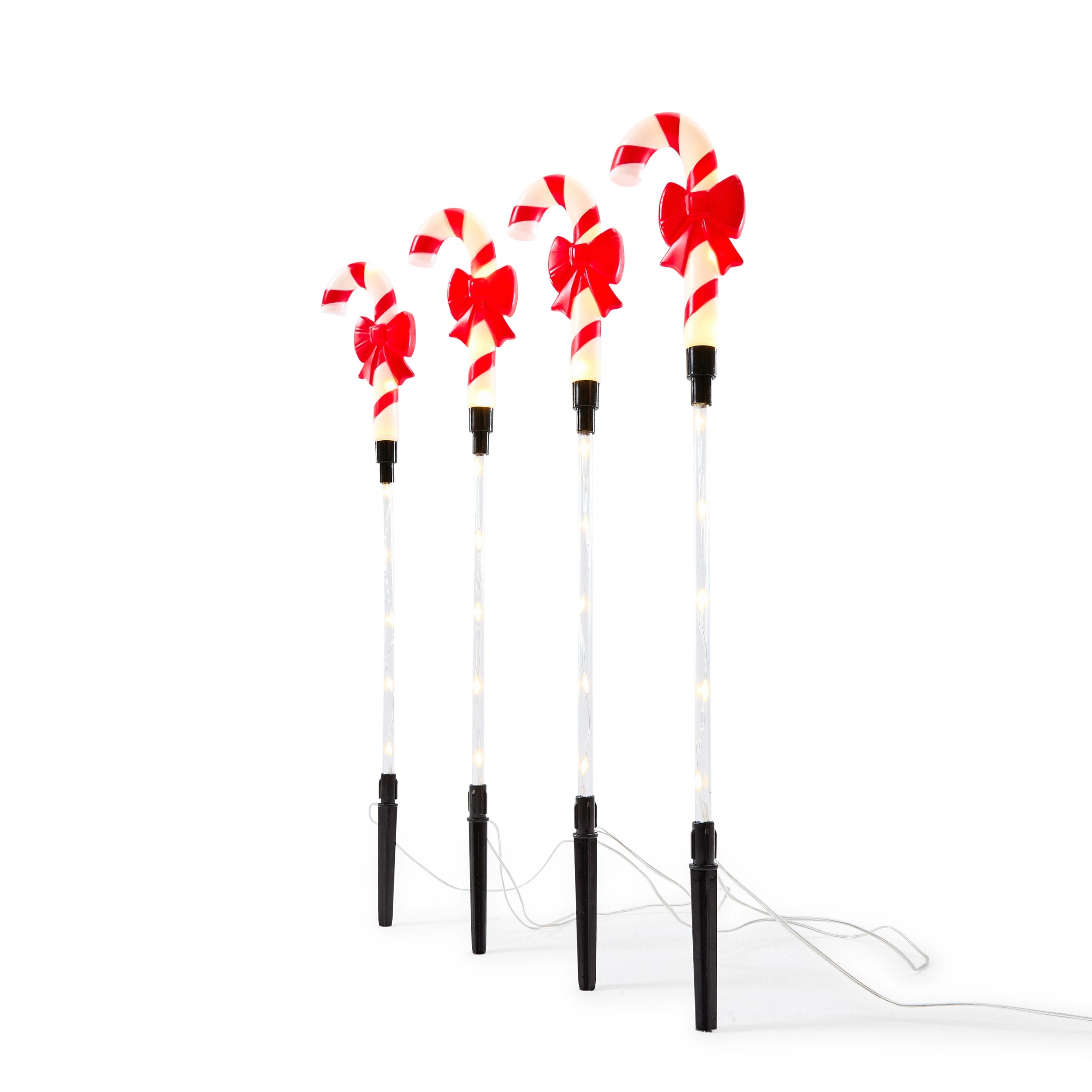 2 4 Pack Solar LED Light-Up Multifunction Candy Cane Stakes, 2 of 8