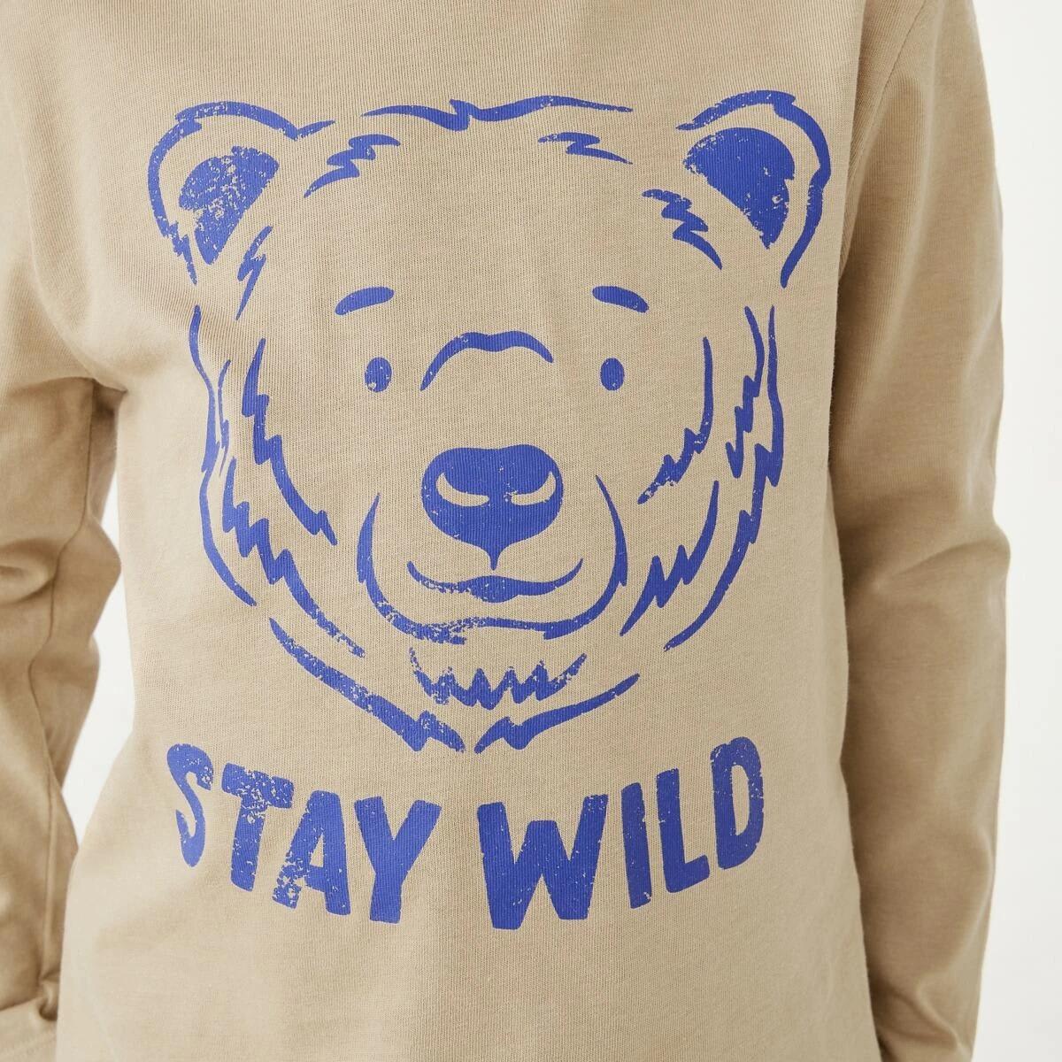 4 Long Sleeve Print T-shirt Beige Bear, 4 of 8