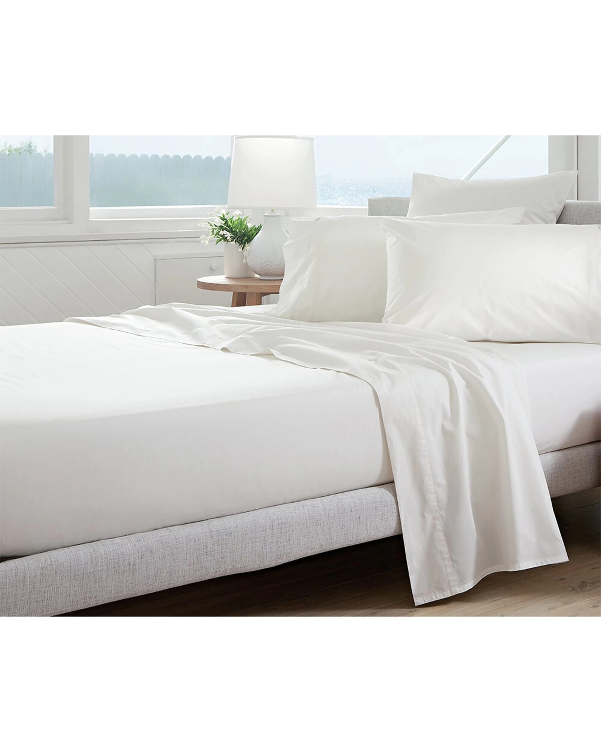 1 Jason Commercial Cotton Flat Sheet 250x300cm - Queen Bed - White, 1 of 3