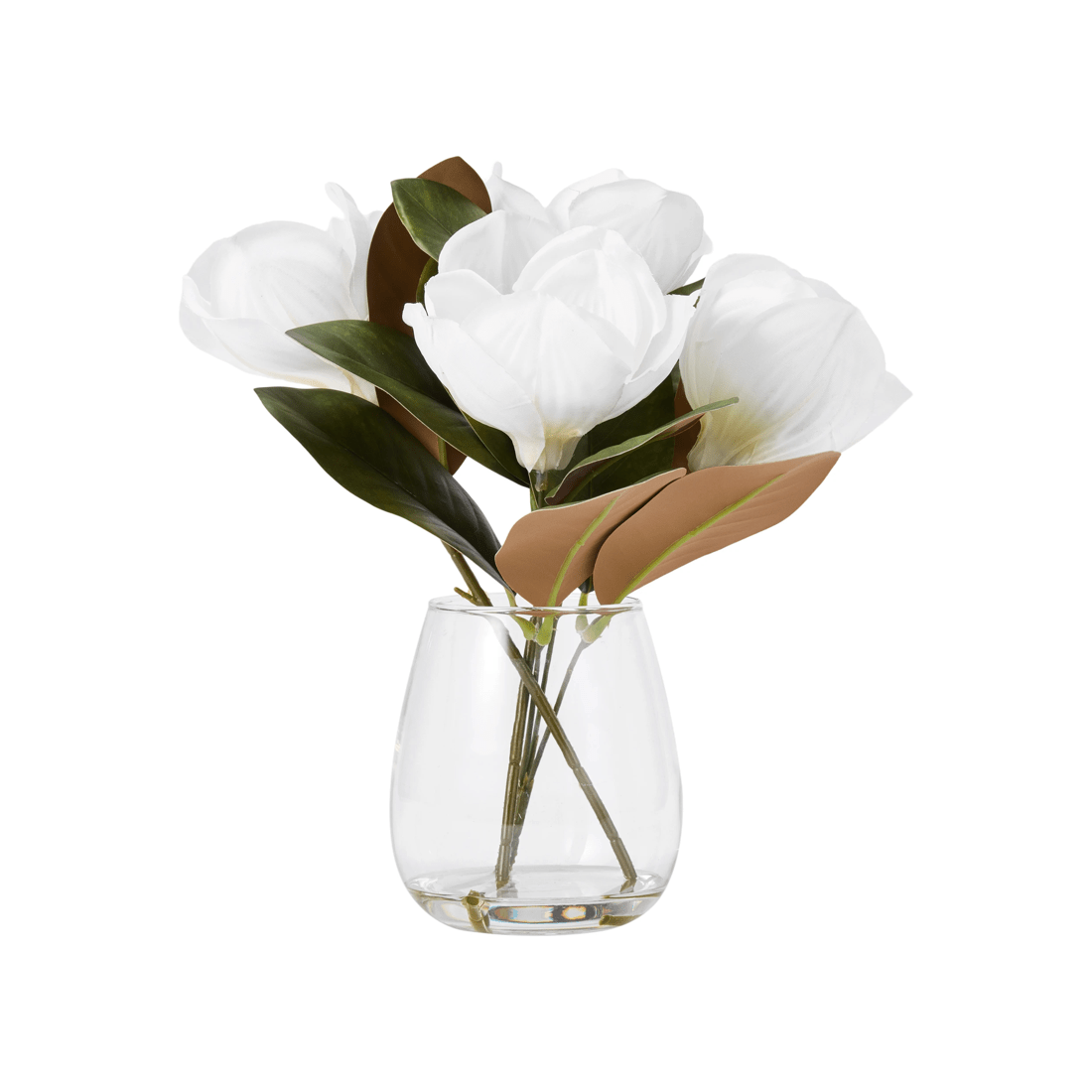 2 Artificial Magnolias in Glass Vase, 2 of 4
