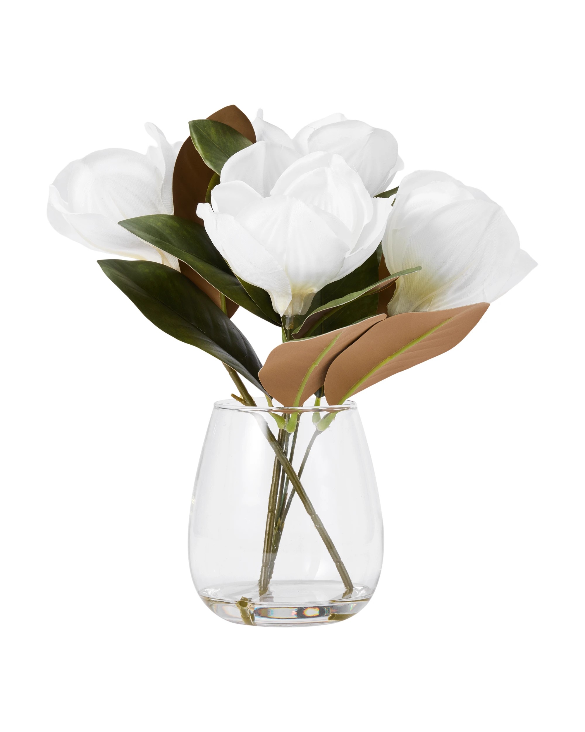 2 Artificial Magnolias in Glass Vase, 2 of 4