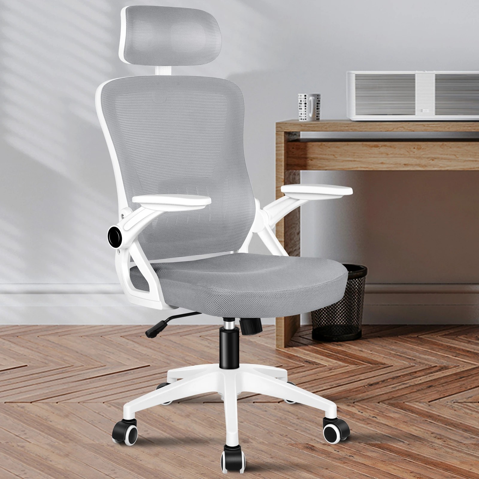 10 Alfordson Mesh Office Chair Executive Fabric Seat Tilt Gaming Racing Computer - Grey, 10 of 10