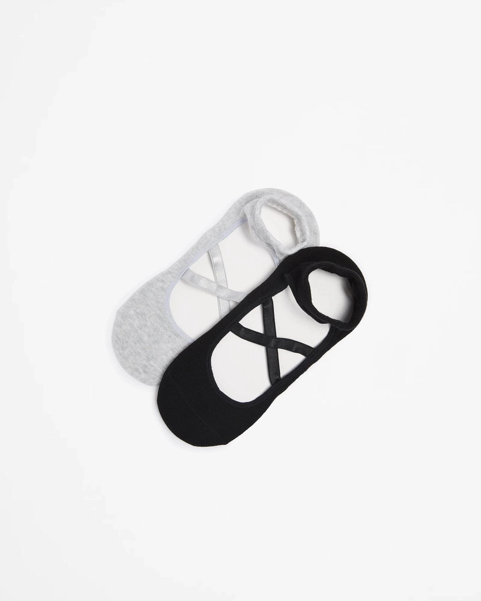 1 Target Women's Active 2 Pack Australian Cotton Blend Pilates Socks BLACK / GREY MARLE, 1 of 3