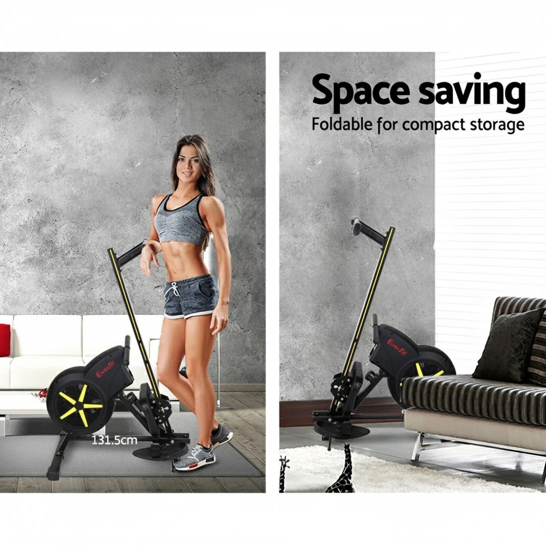 7 Everfit Rowing Machine Air Rower Exercise Fitness Gym Home Cardio - Black, 7 of 7