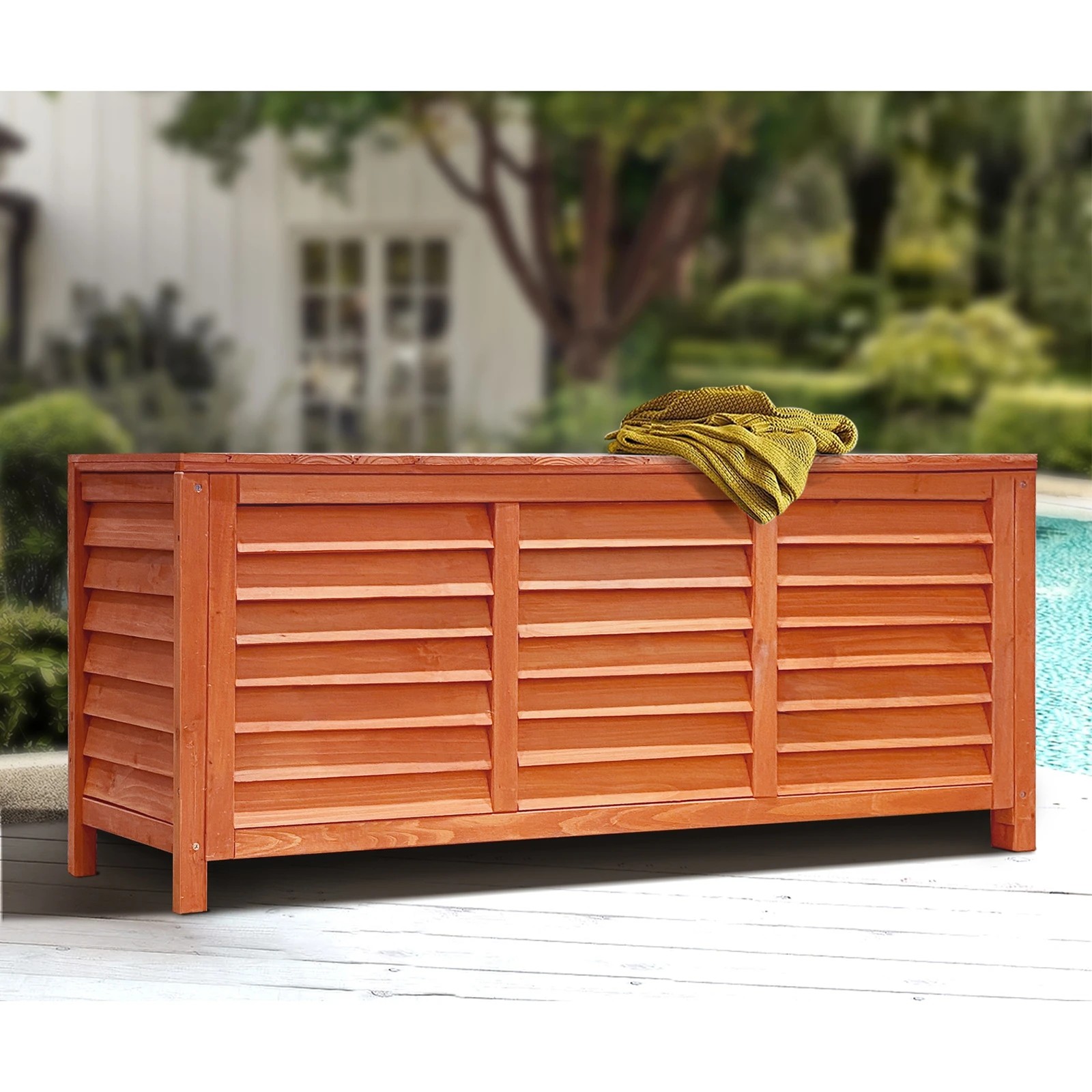 4 Livsip Outdoor Storage Box Garden Bench Wooden Chest Toy Tool Chair Furniture - Brown, 4 of 6