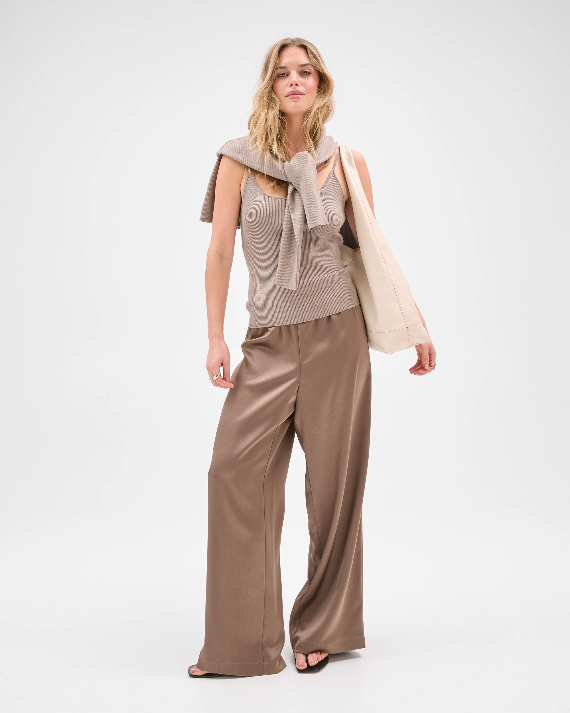 1 Lily Loves Satin Pants SMOKED TAUPE, 1 of 7