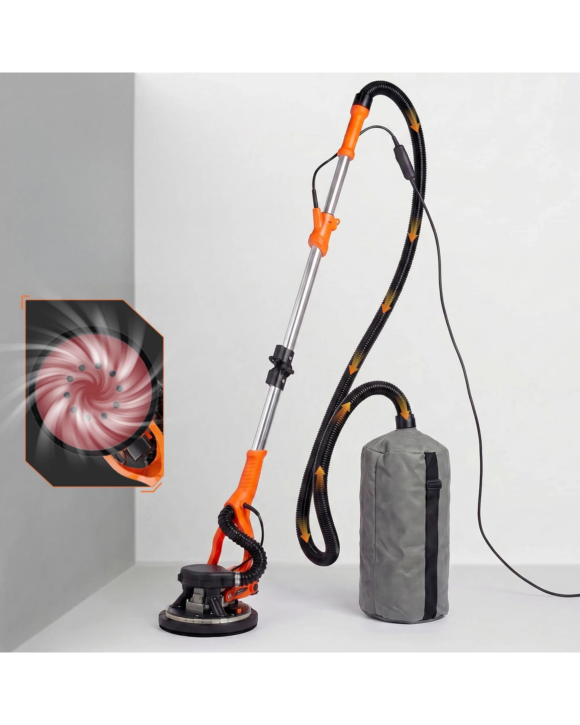 6 Advwin Drywall Sander 950W Electric Drywall Sander Vacuum 7-Level Speed 1000-2300RPM - Orange, 6 of 10