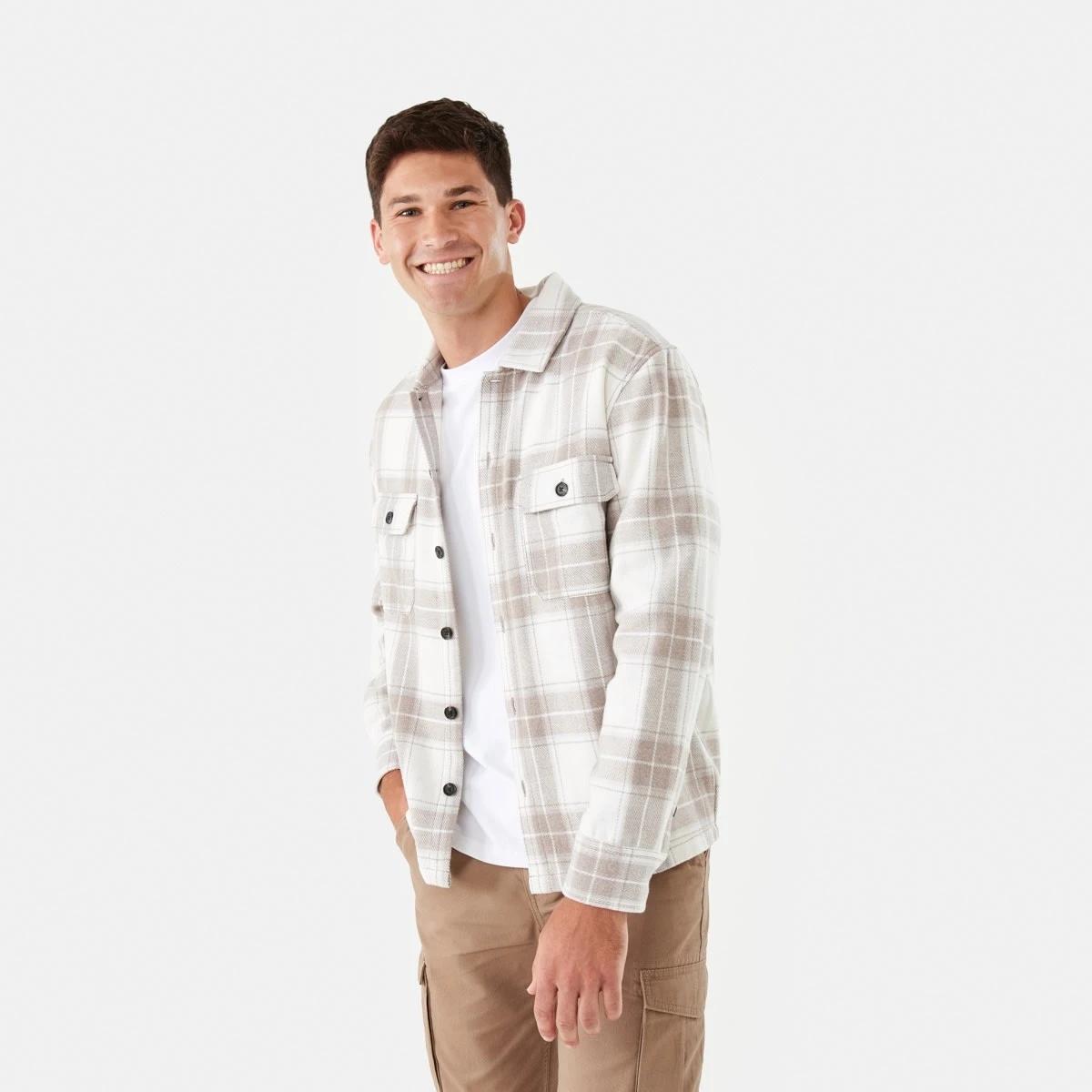1 Long Sleeve Check Overshirt Bge Check, 1 of 7