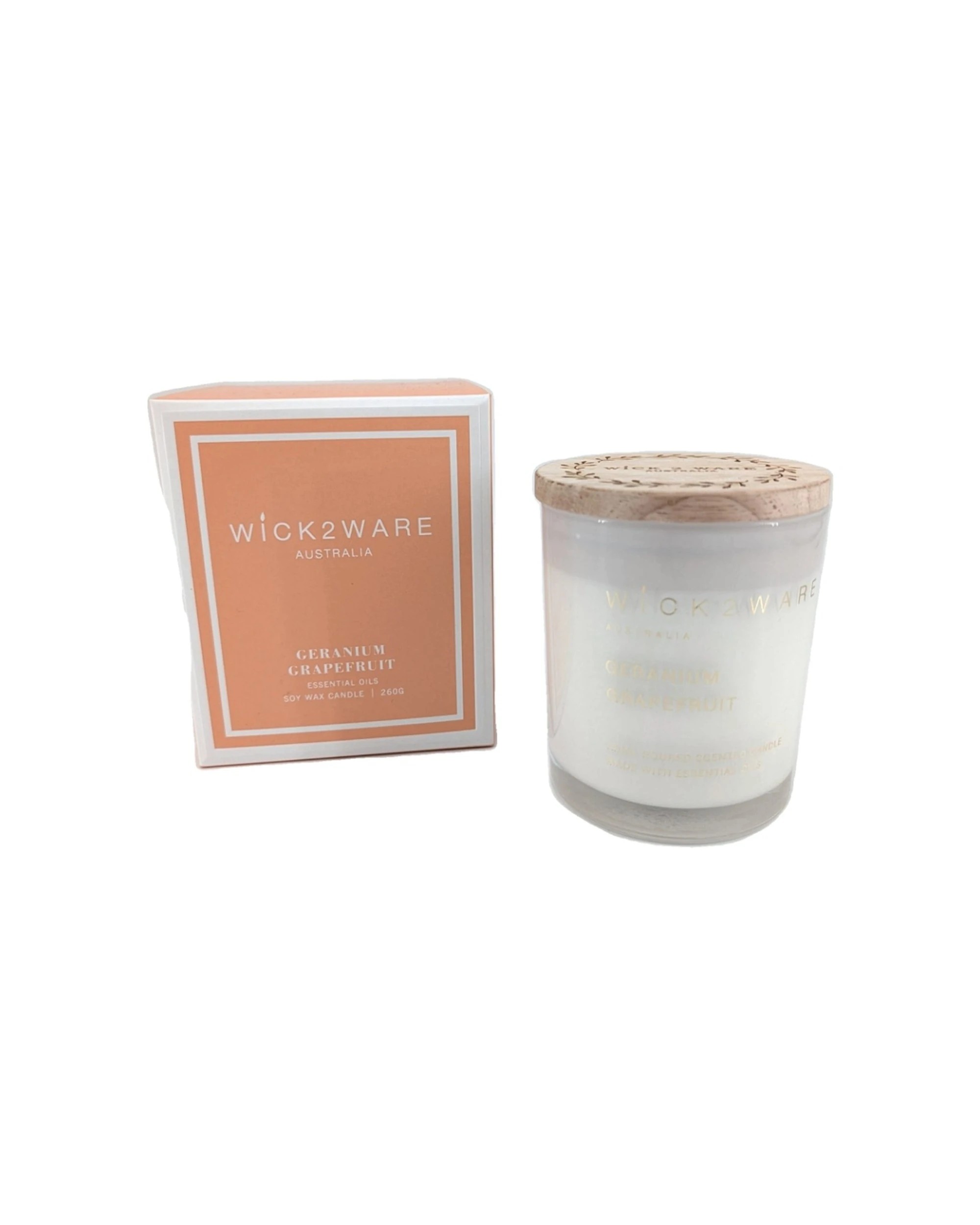 1 Wick2Ware Soy Scented Candle Jar Home Fragrance Geranium Grapefruit 260g - Multi, 1 of 1