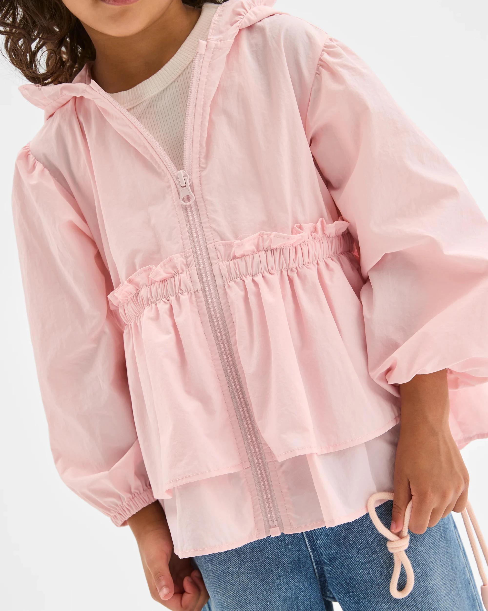 4 Target Kids Water Repellent Long Sleeve Frill Jacket PINK SOLID, 4 of 7