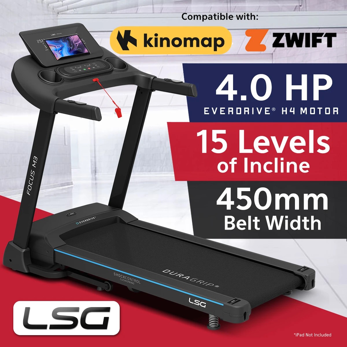 2 LSG Fitness FOCUS M3 Treadmill - Black, 2 of 10