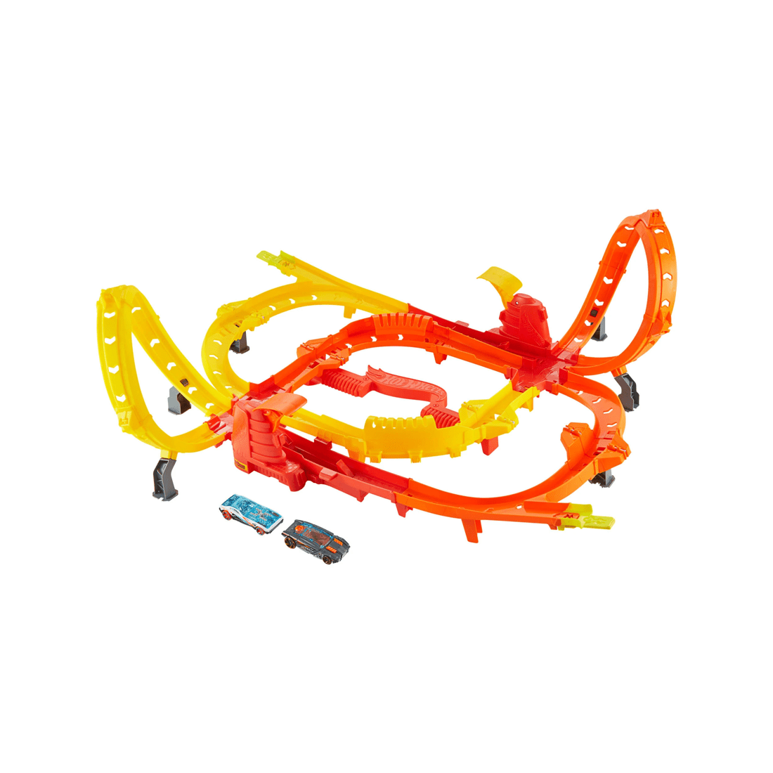 2 Mattel Hot Wheels Stunt Tracks Blast Launch Face-off Track Set
 - Orange, 2 of 5