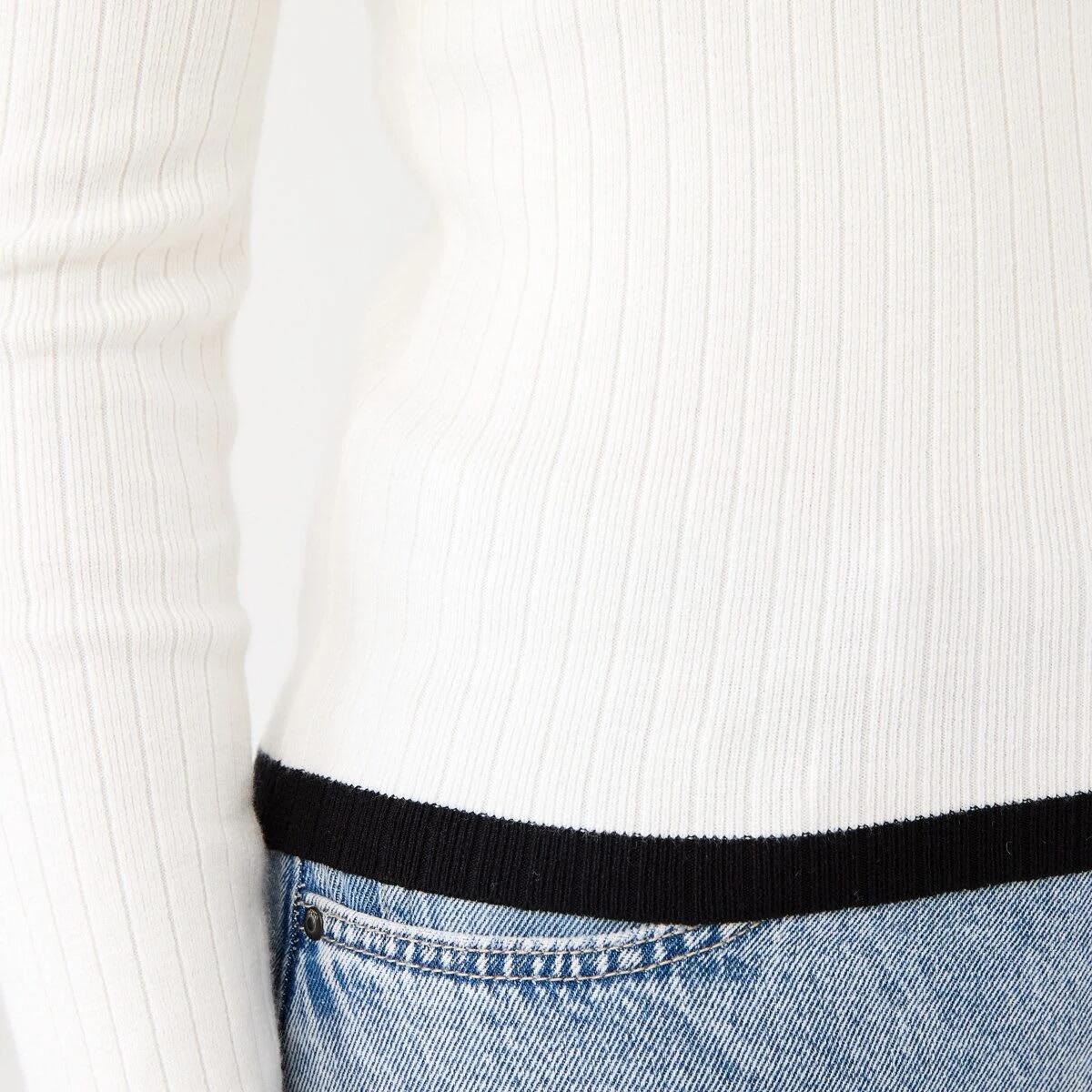 6 Long Sleeve Mock Neck Top Ecru, 6 of 6