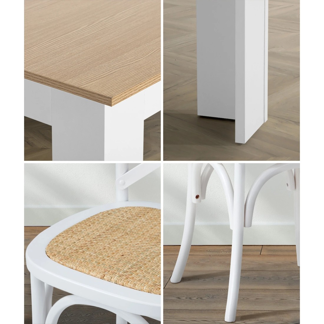 5 Oikiture 160cm Extendable Dining Table With 6pcs Dining Chairs Crossback
 - Multi, 5 of 10