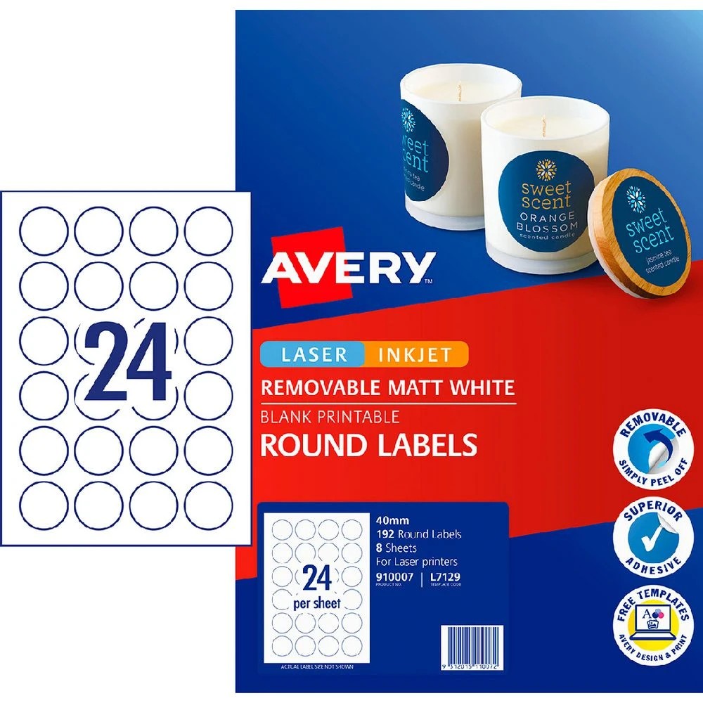 1 Avery Matte White Round Pricing Labels 40mm 192 Pack, 1 of 4