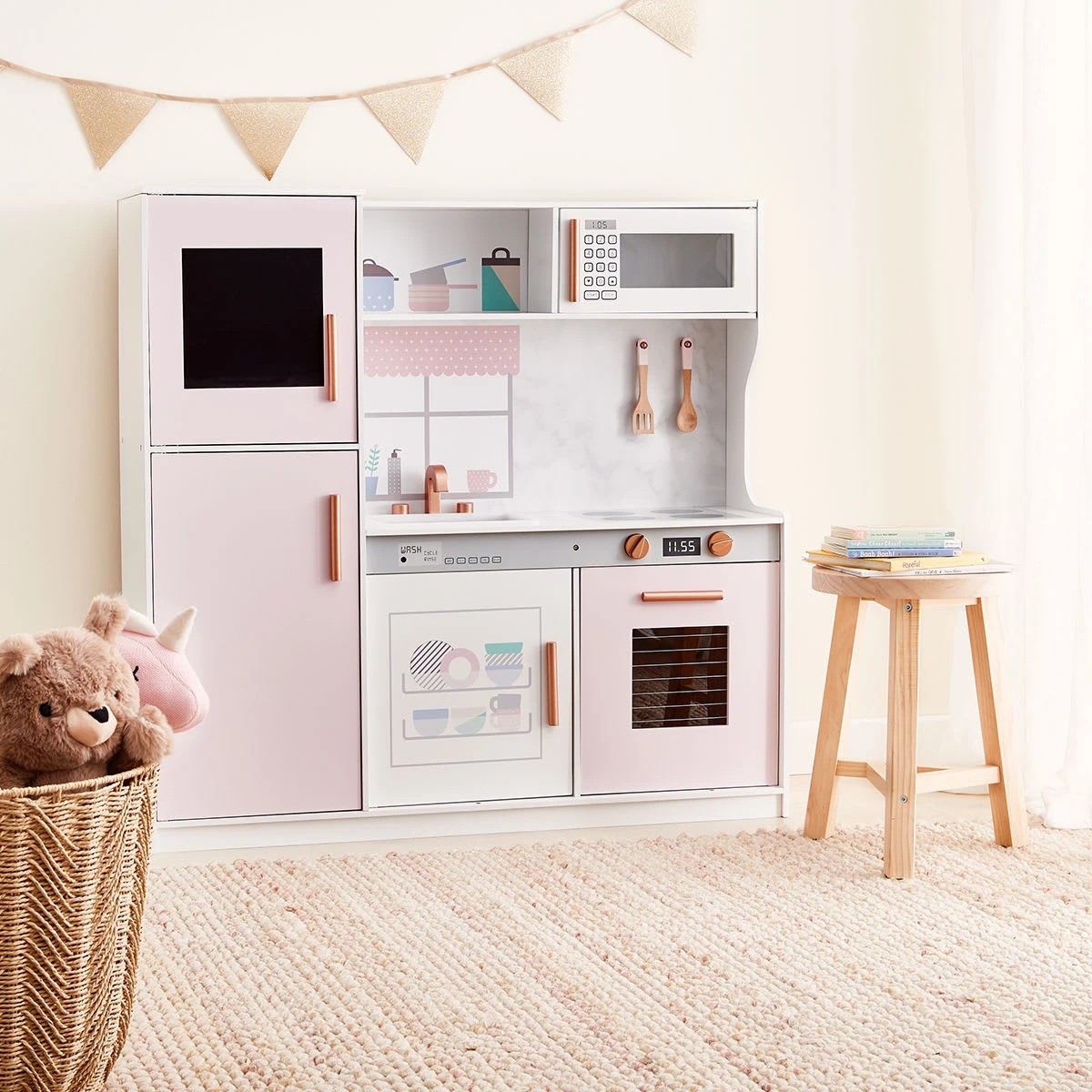 1 Pink Large Wooden Kitchen Playset, 1 of 10