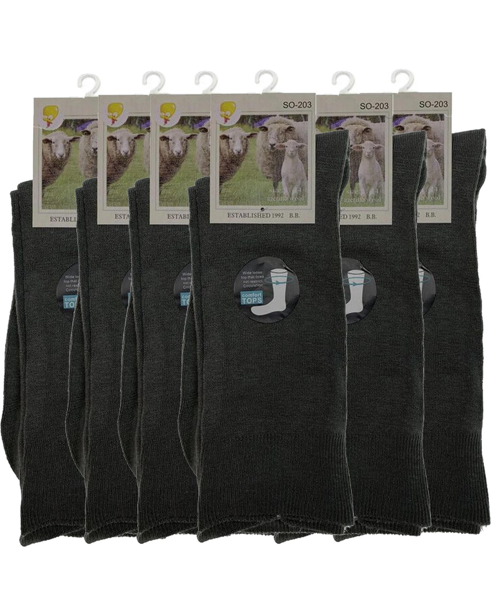 1 BR Home 6 Pairs Mens Merino Wool Thermal Diabetic Socks in Grey 2-8 , 1 of 1