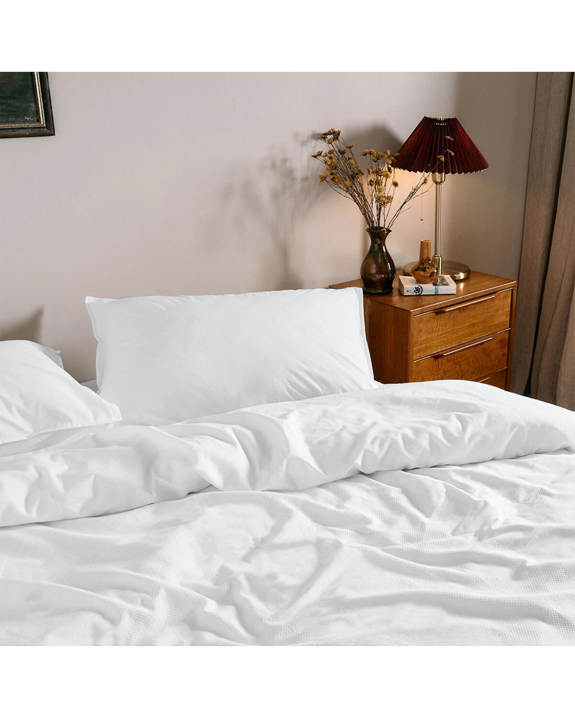 1 Dickies Textured Cotton Waffle Quilt Cover Set King - White, 1 of 1