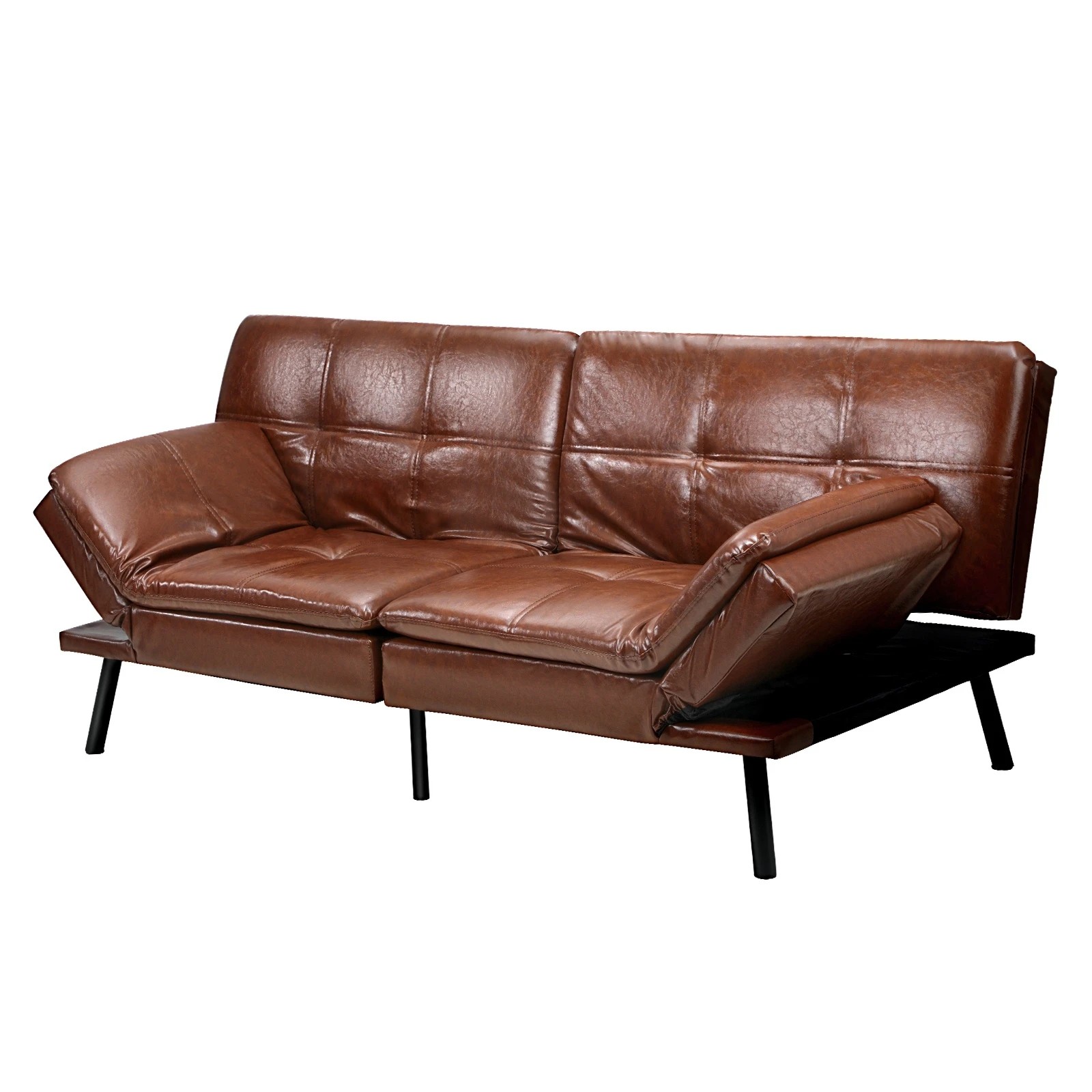 1 Oikiture Sofa Bed Futon Recliner Lounge Couch Convertible Leather 3-seater
 - Brown, 1 of 10