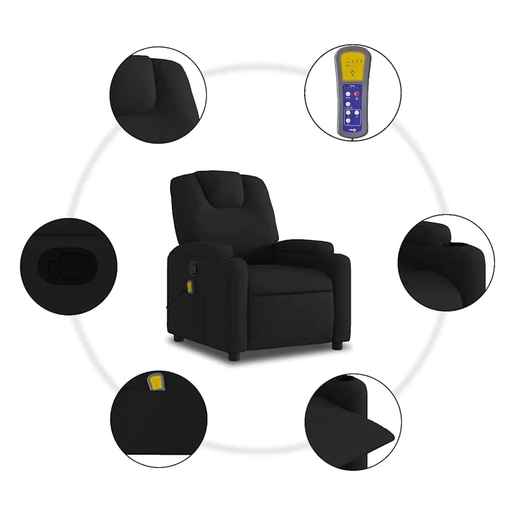 8 vidaXL massage recliner chair Adjustable Footrests - Black, 8 of 9