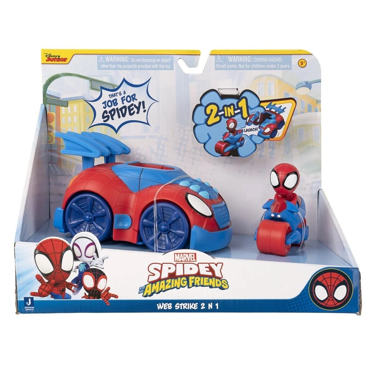 1 Disney Junior Marvel Spidey and His Amazing Friends Web Strike 2-in-1 Vehicle, 1 of 5