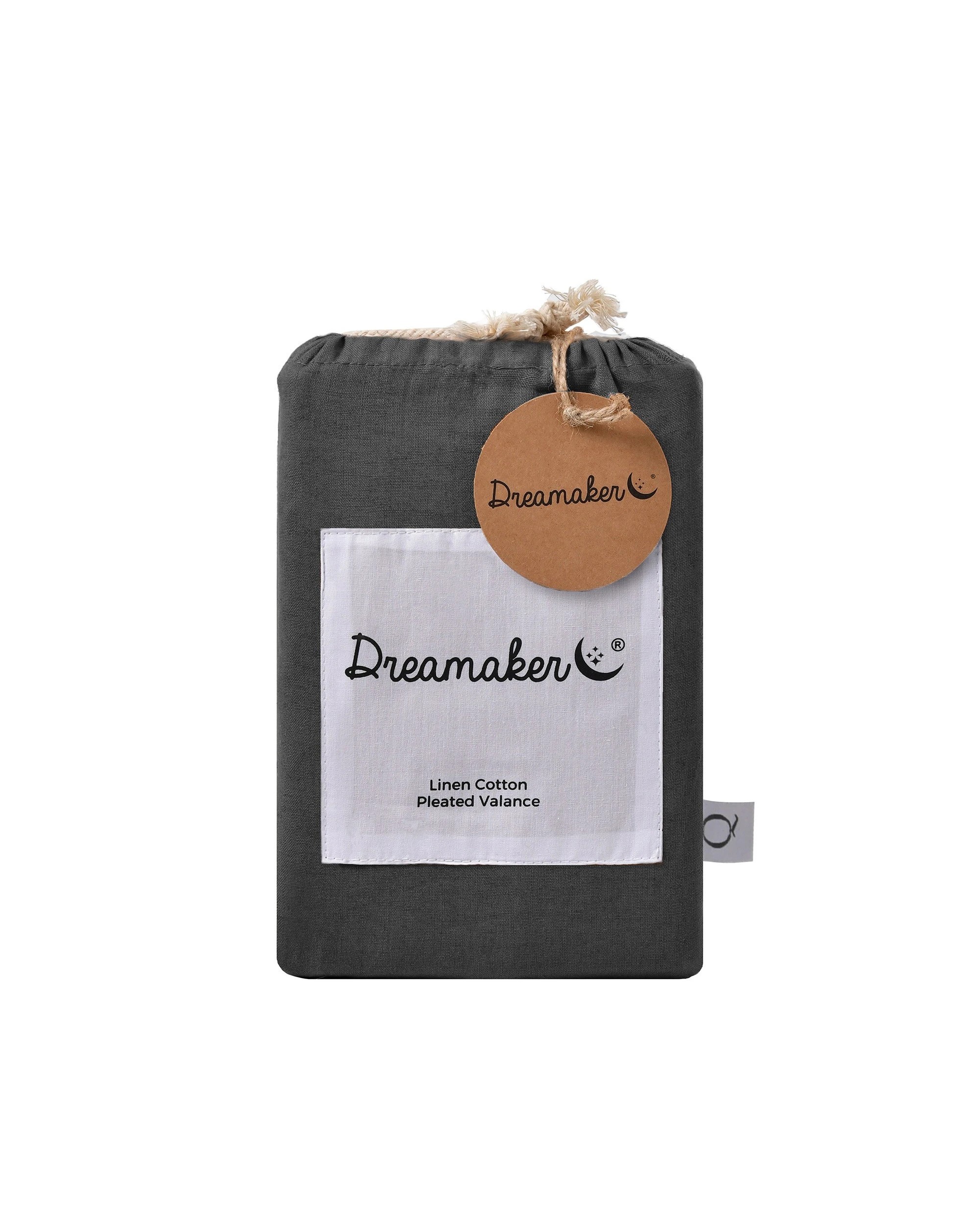 7 Dreamaker Linen Cotton Valance - Queen Bed - Charcoal, 7 of 7