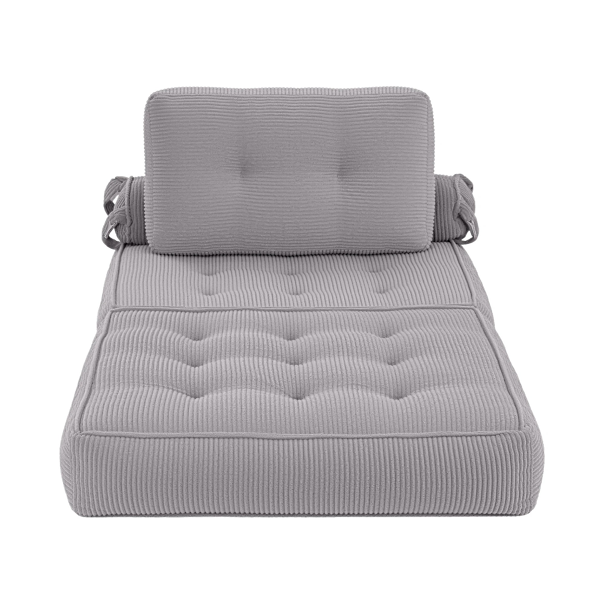 3 Artiss 1 Seater Corduroy Convertible Sofa Bed Pull Out Boneless Couch - Grey, 3 of 9