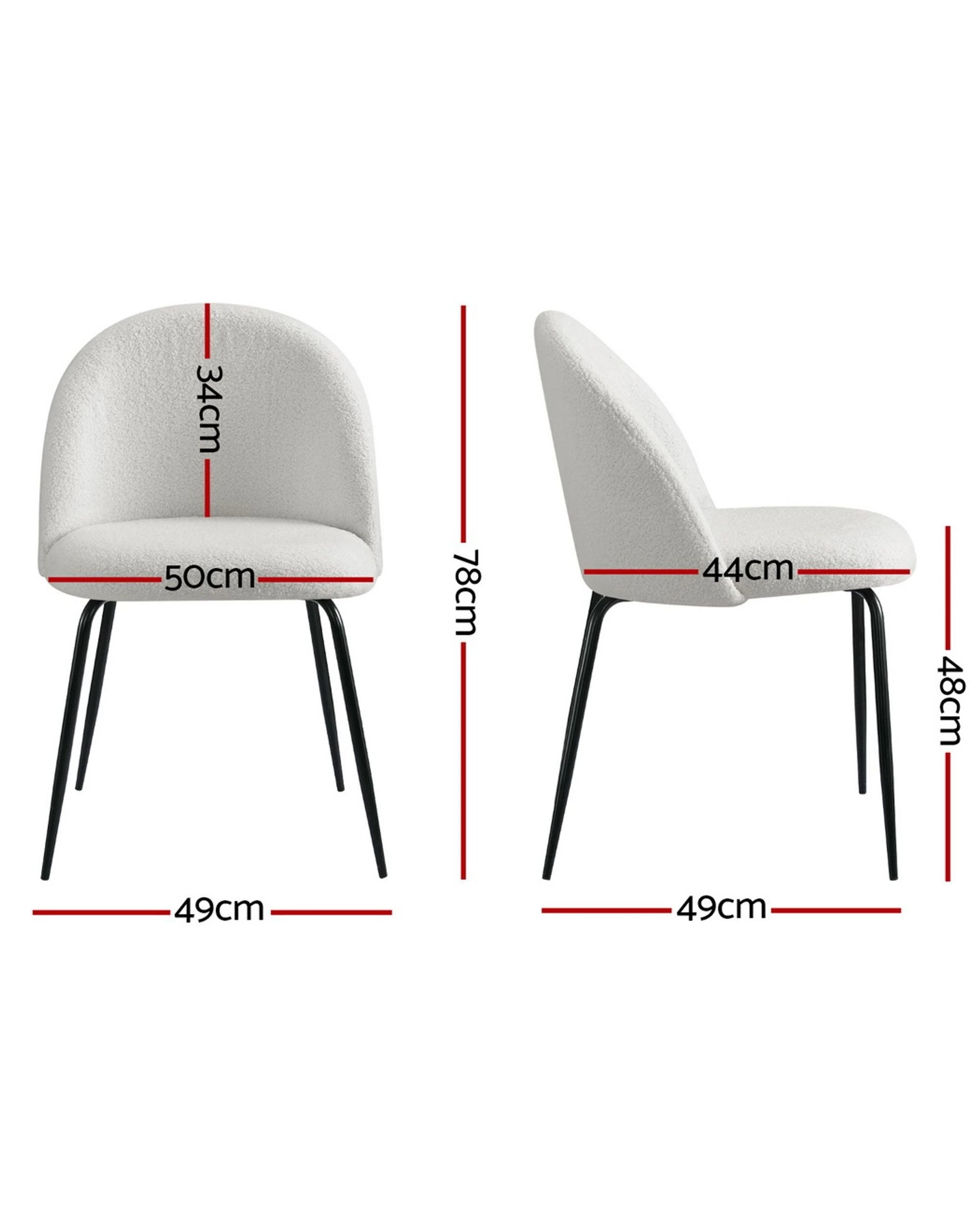 2 Artiss Dining Chairs Set of 4 Sherpa Boucle - White, 2 of 5