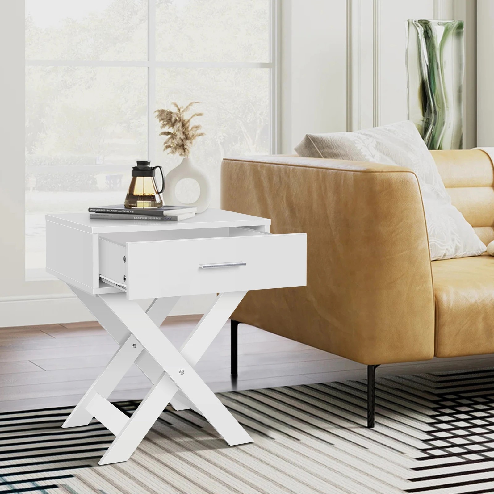 4 Alfordson 2x Bedside Table French Country Nightstand - White, 4 of 10