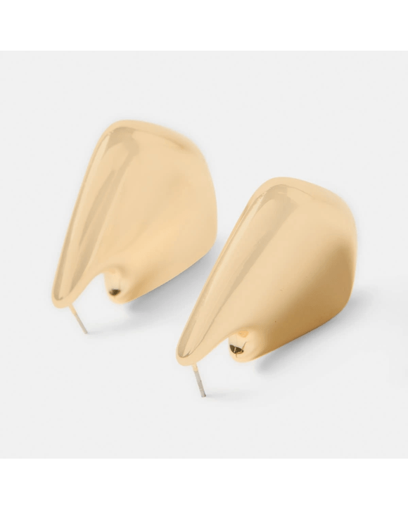 Geometric Teardrop Earrings - Gold Tone